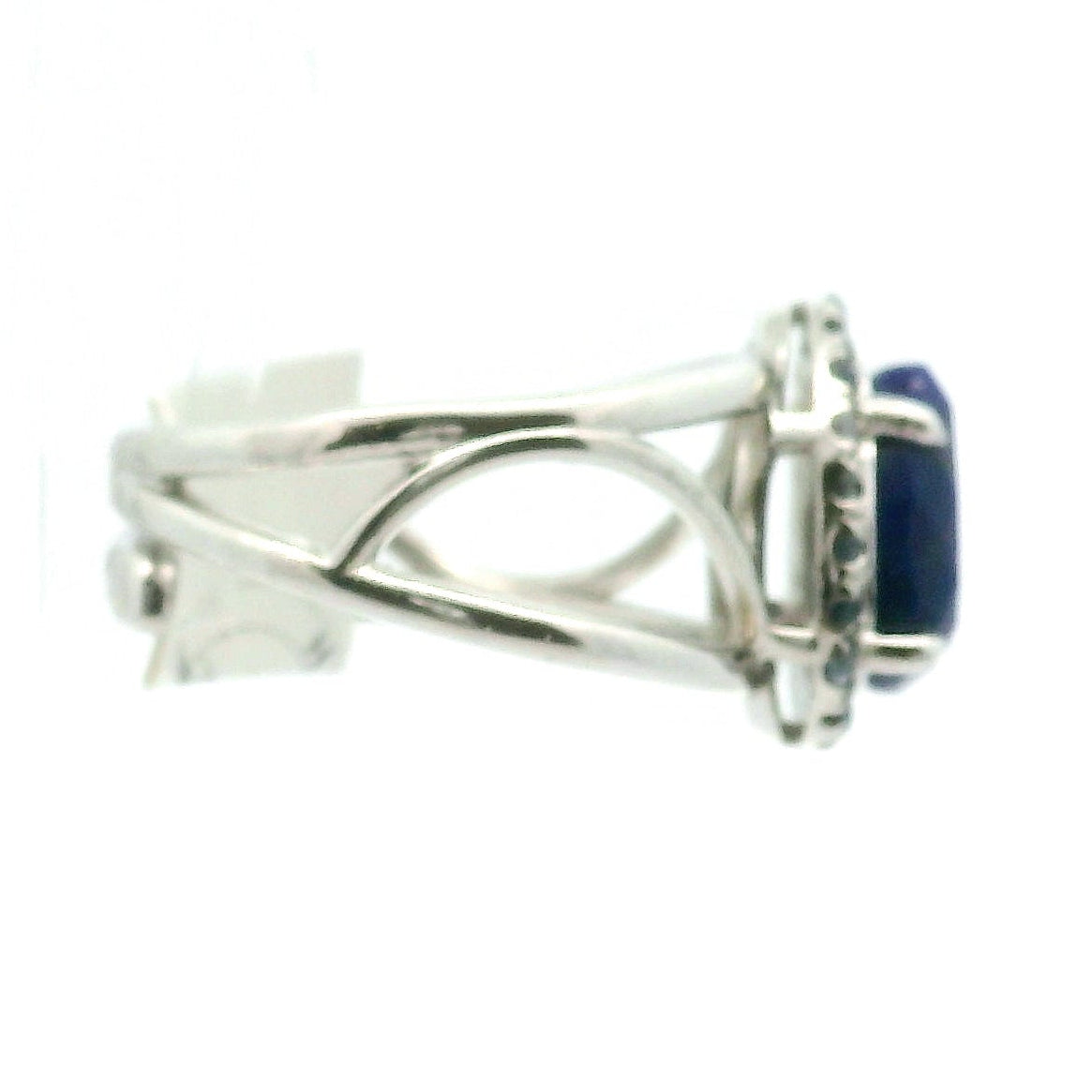 Lapis Lazuli with Kyanite Pavé Cuff Ring .925 Silver for Power, Confidence and Heightened Intuition