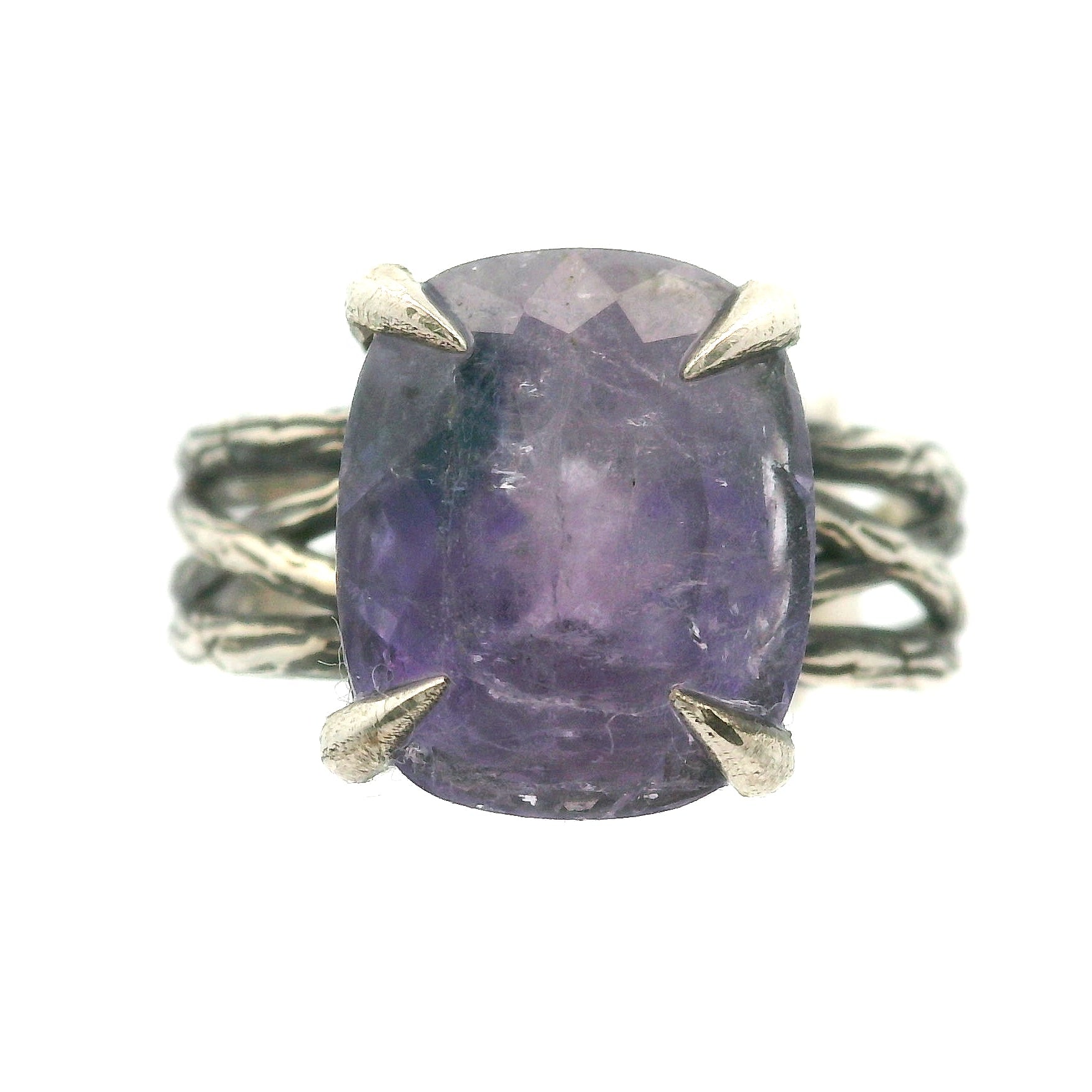 Purple Apatite Bad Witch Cuff Ring .925 Silver for Connection with Angels, Ancestors and Spirit Guides