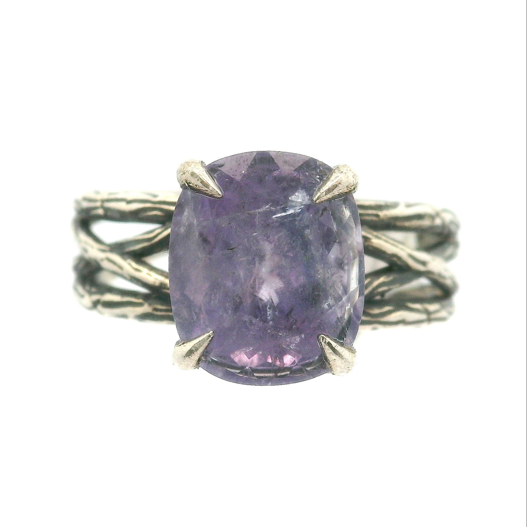 Purple Apatite Bad Witch Cuff Ring .925 Silver for Connection with Angels, Ancestors and Spirit Guides