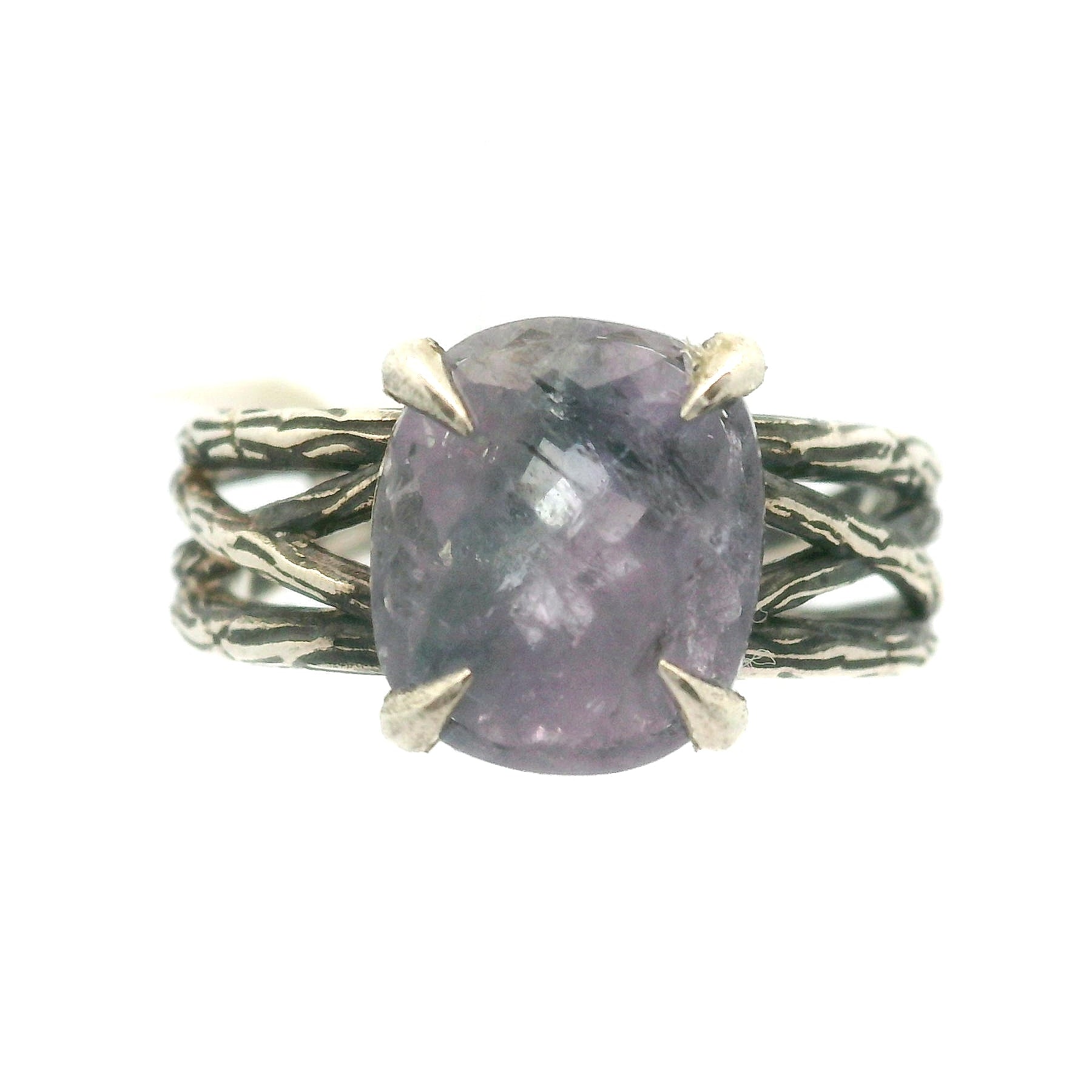 Purple Apatite Bad Witch Cuff Ring .925 Silver for Connection with Angels, Ancestors and Spirit Guides