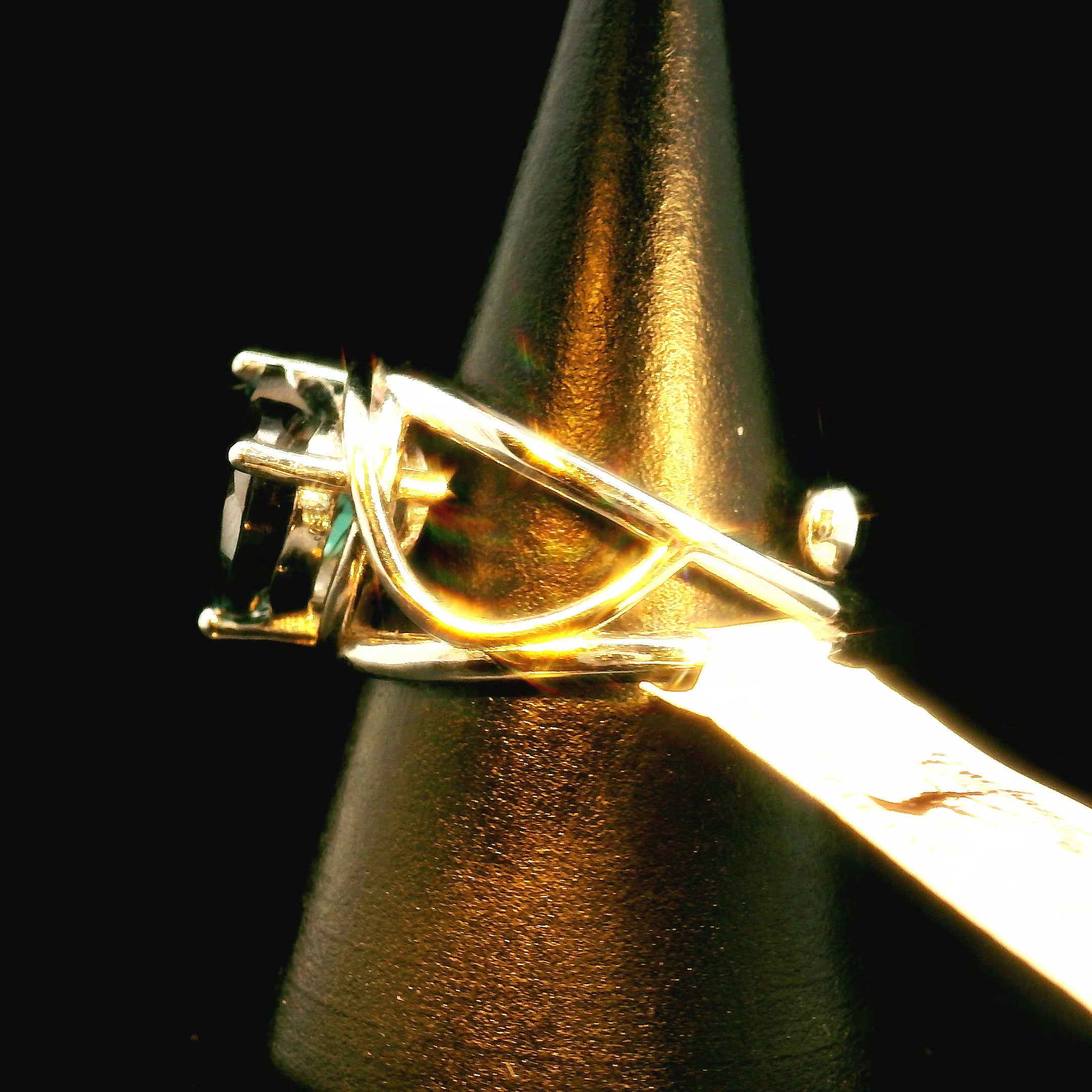 Alexandrite Double Heart Cuff Ring .925 Silver for Spiritual Awakenings