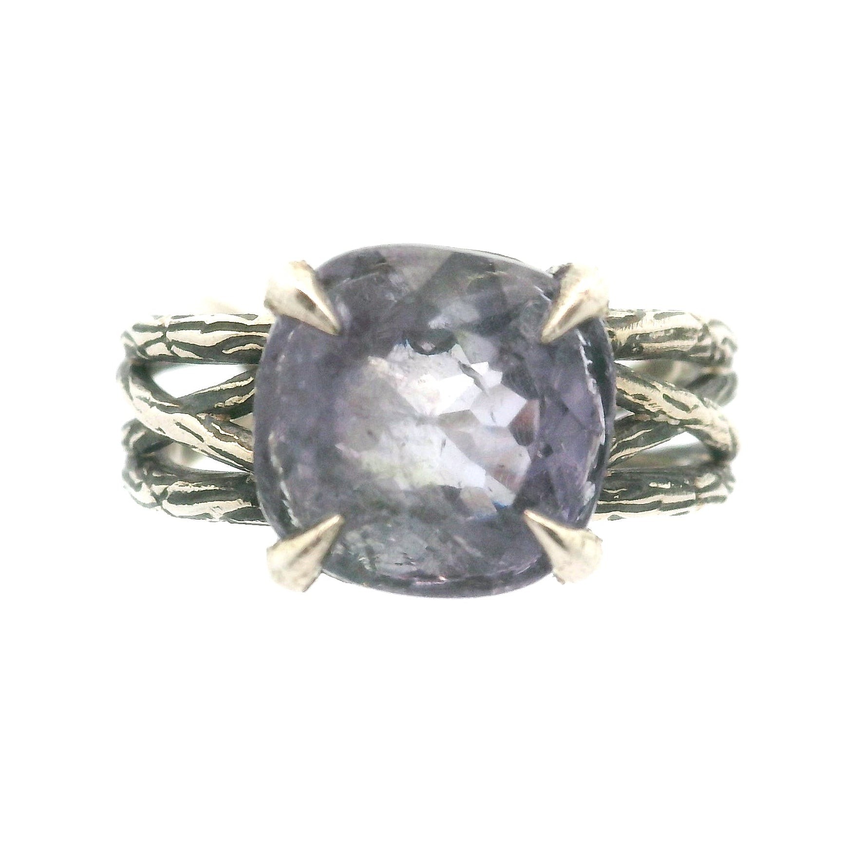 Purple Apatite Bad Witch Cuff Ring .925 Silver for Connection with Angels, Ancestors and Spirit Guides