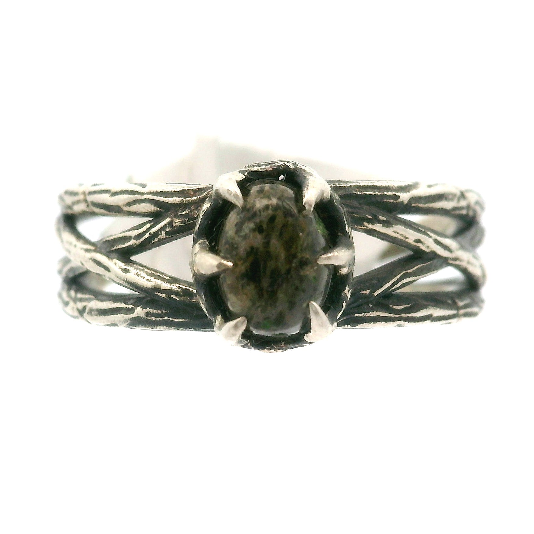 Black Sunstone Bad Witch Cuff Ring .925 Silver for Cleansing & Balancing Chakras