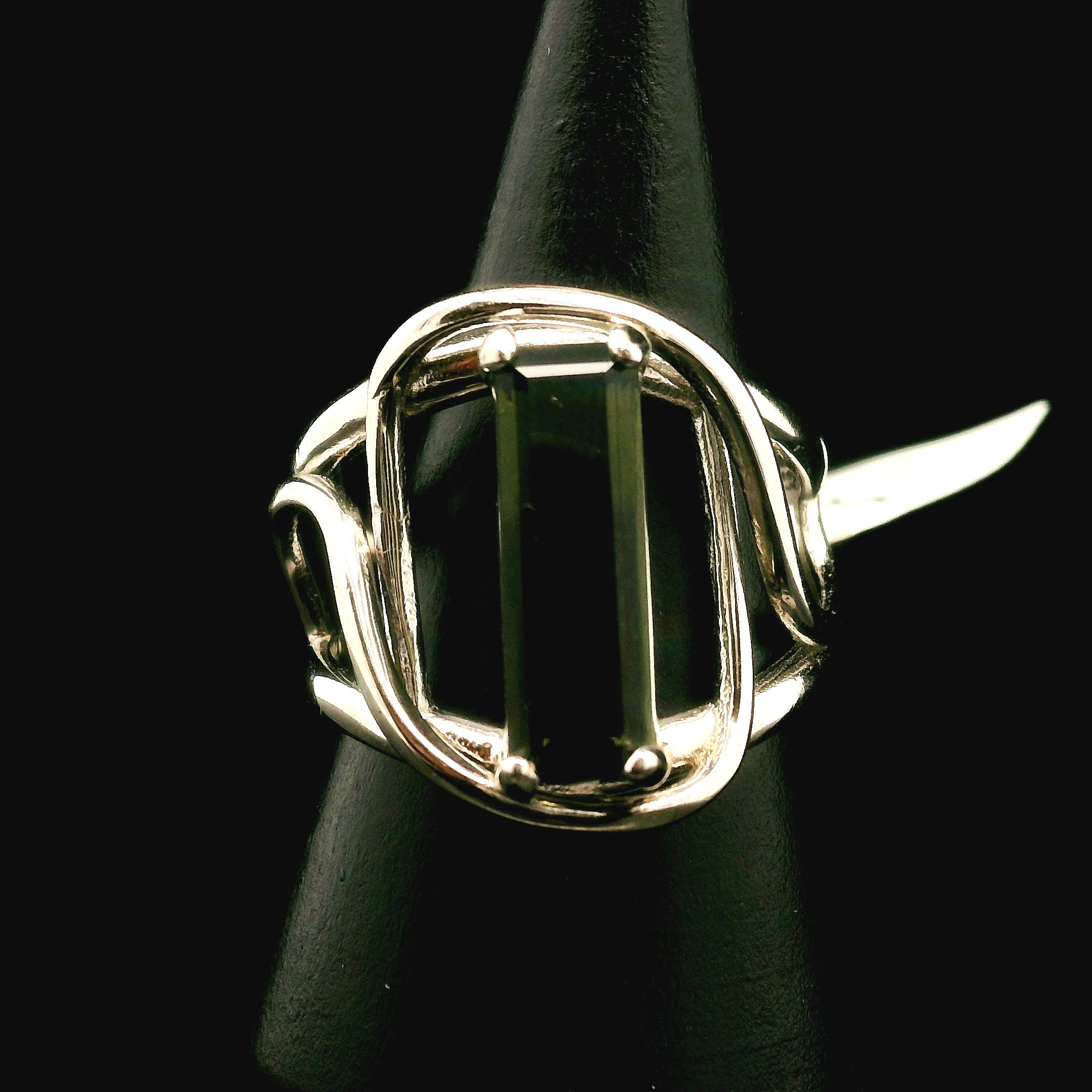 Moldavite Cuff Ring .925 Silver for Creating your Dream Life