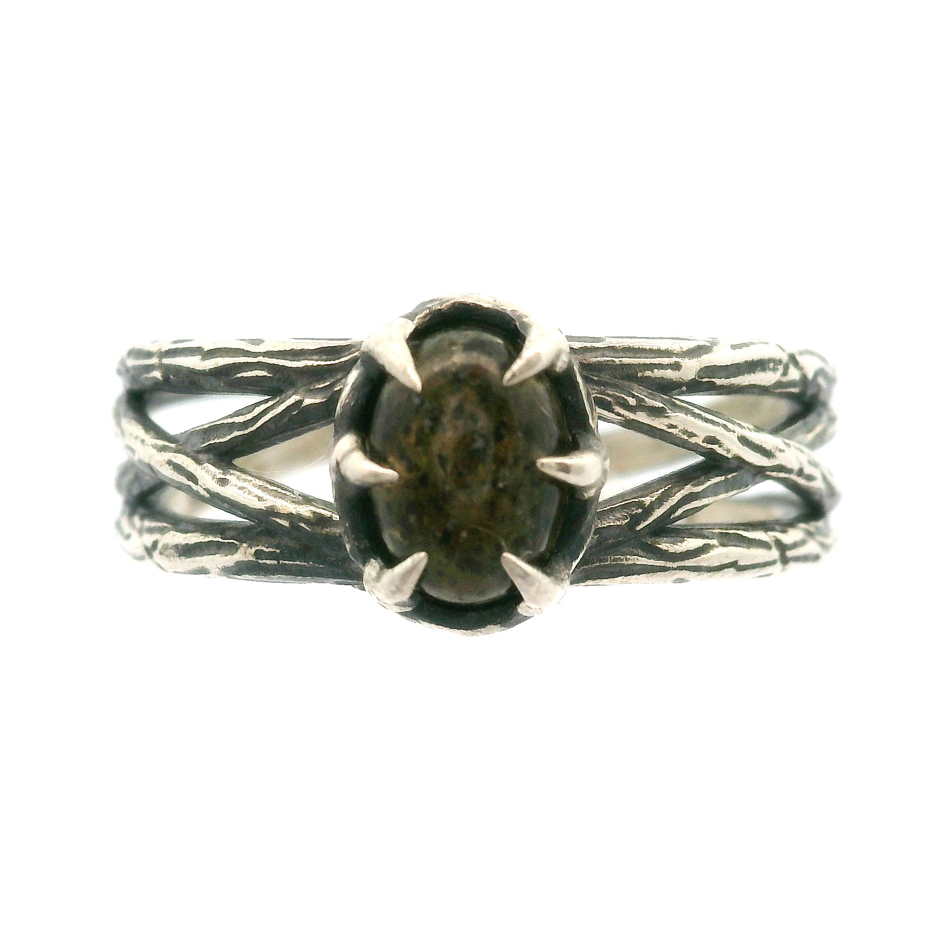 Black Sunstone Bad Witch Cuff Ring .925 Silver for Cleansing & Balancing Chakras