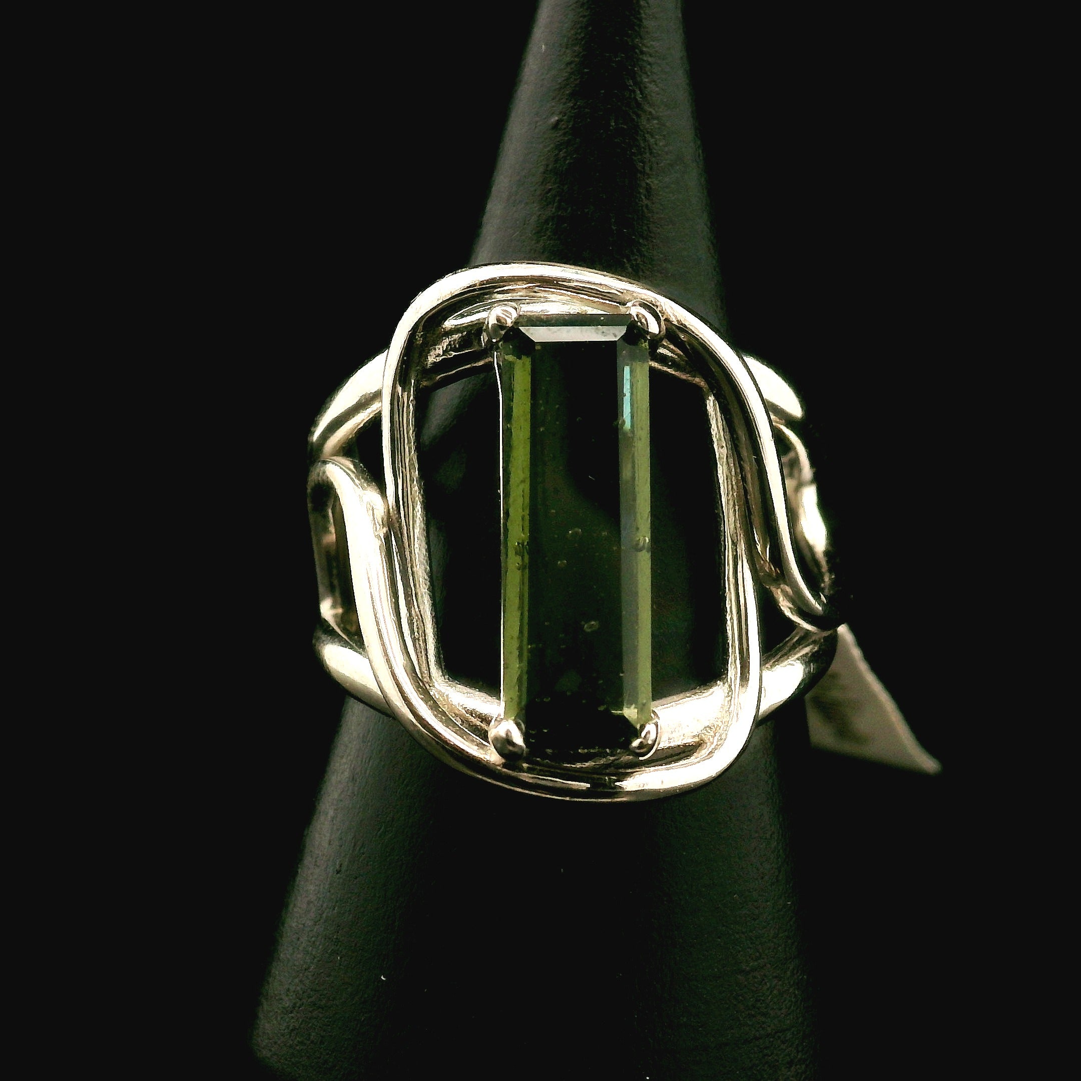 Moldavite Cuff Ring .925 Silver for Creating your Dream Life