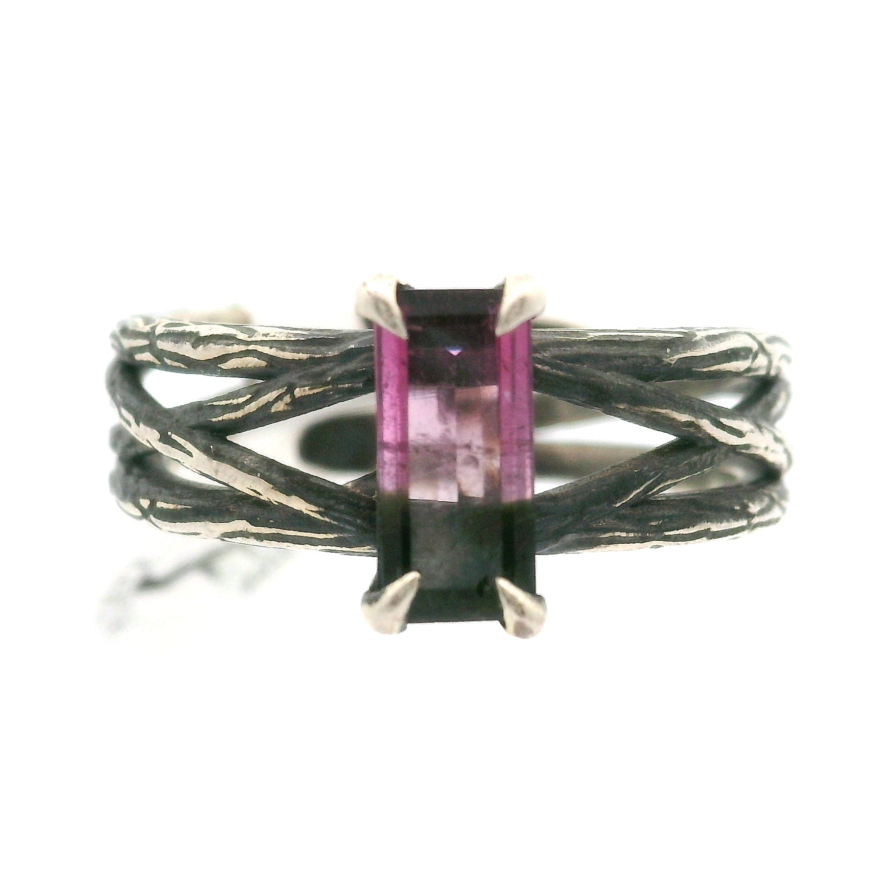 Watermelon Tourmaline Bad Witch Cuff Rings .925 Silver for Meditation, Relationships and Healing