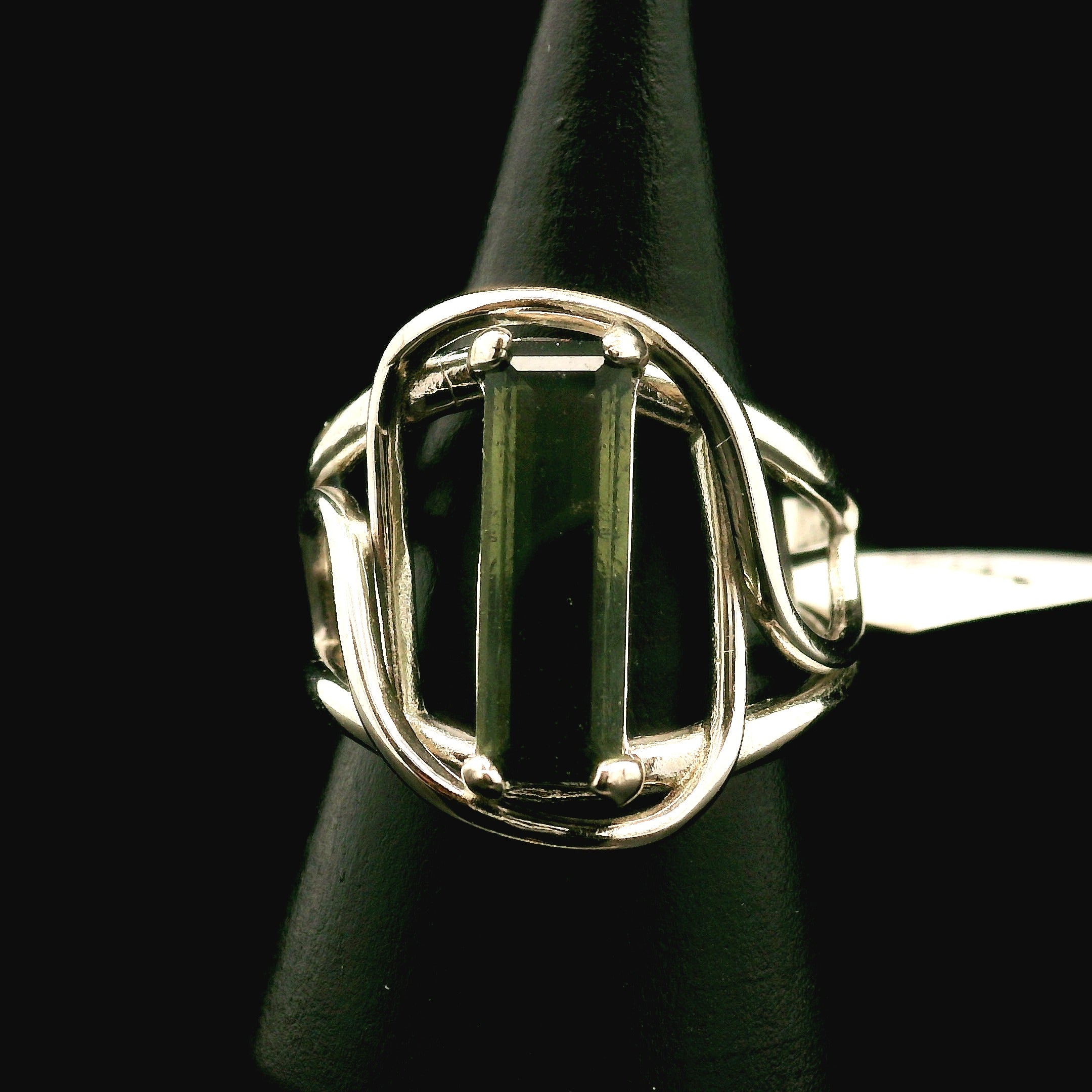 Moldavite Cuff Ring .925 Silver for Creating your Dream Life