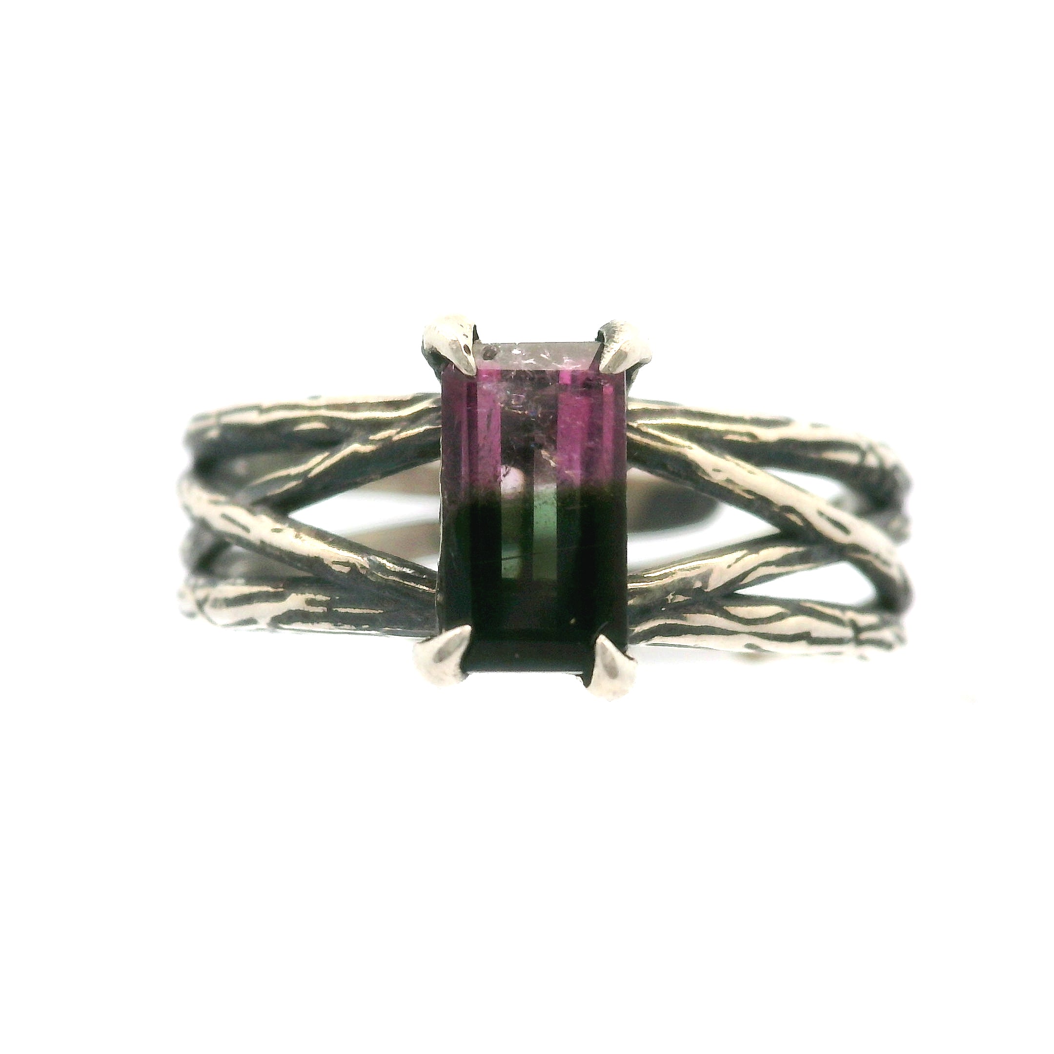 Watermelon Tourmaline Bad Witch Cuff Rings .925 Silver for Meditation, Relationships and Healing