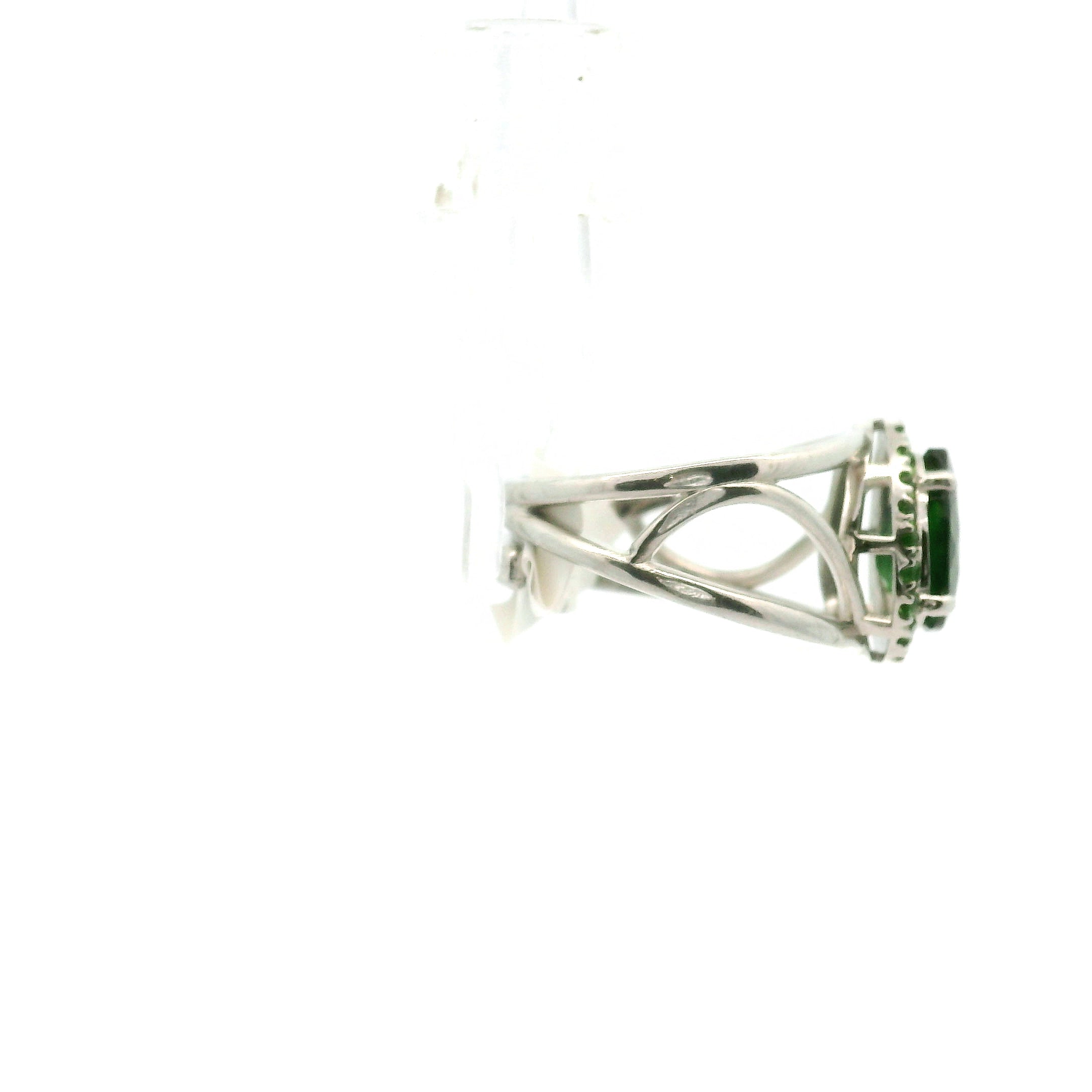 Chrome Diopside with Chrome Diopside Pavé Cuff Ring .925 Silver for Attracting New Relationships and Opportunities