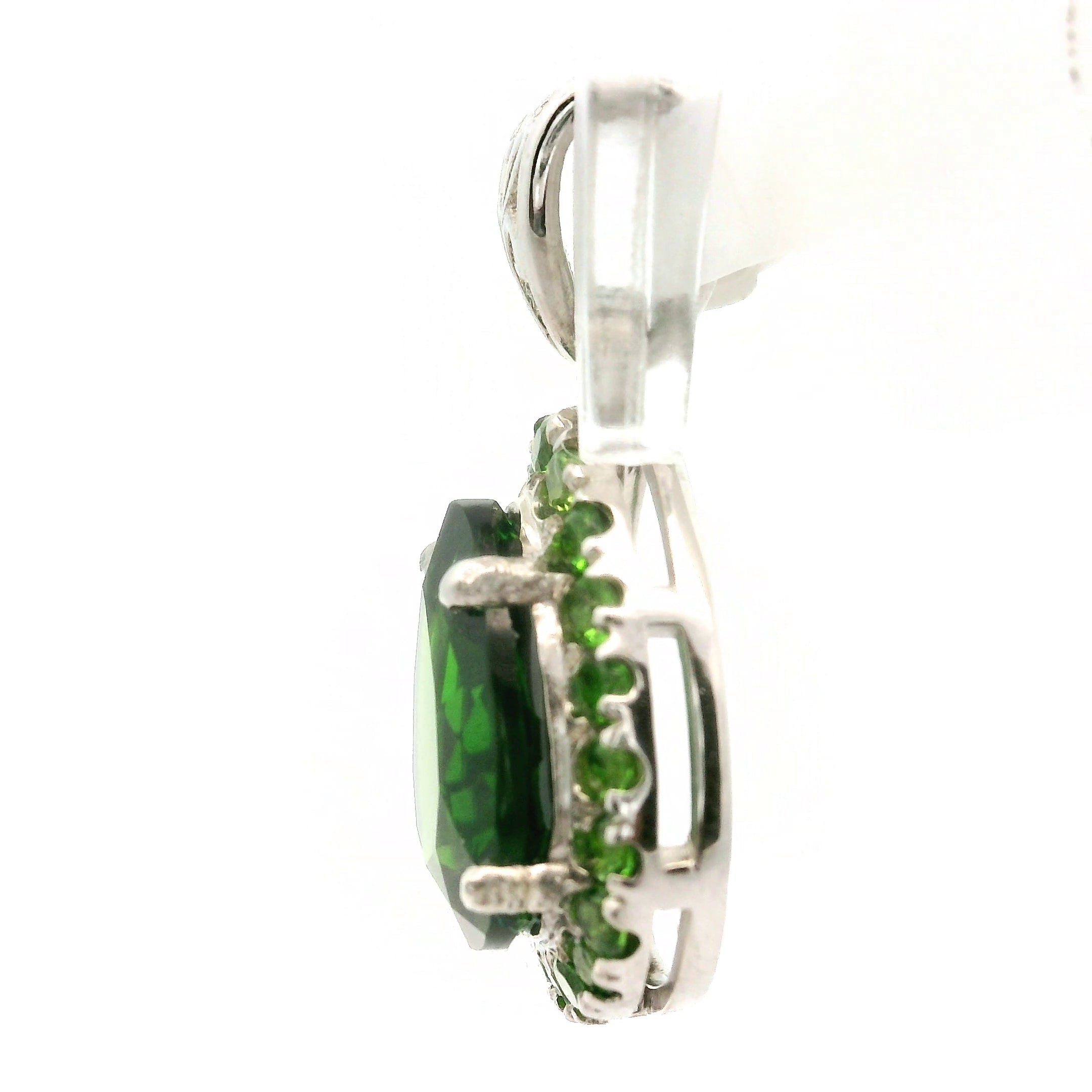 Chrome Diopside with Chrome Diopside Pavé Pendant .925 Silver for Attracting New Relationships and Opportunities