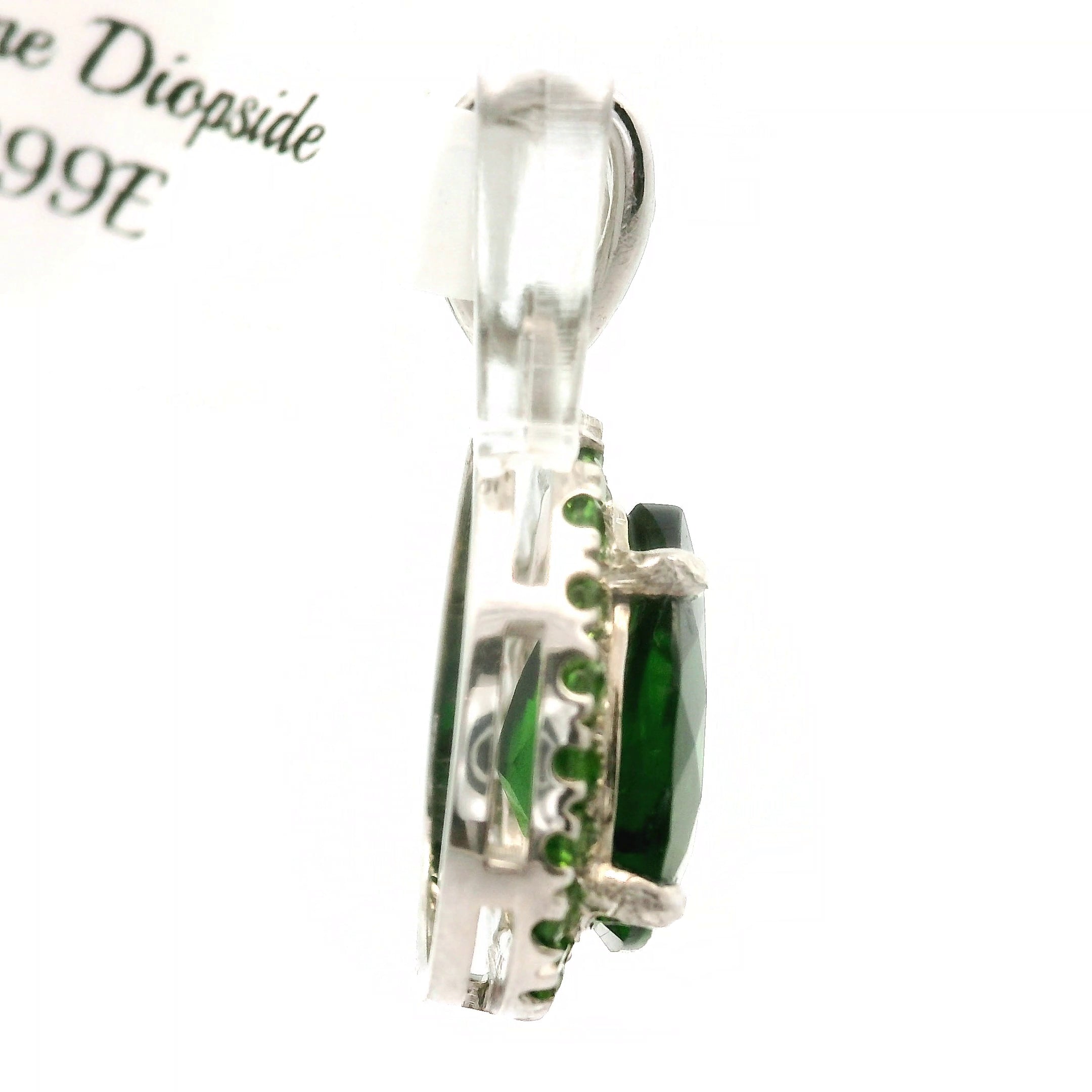 Chrome Diopside with Chrome Diopside Pavé Pendant .925 Silver for Attracting New Relationships and Opportunities