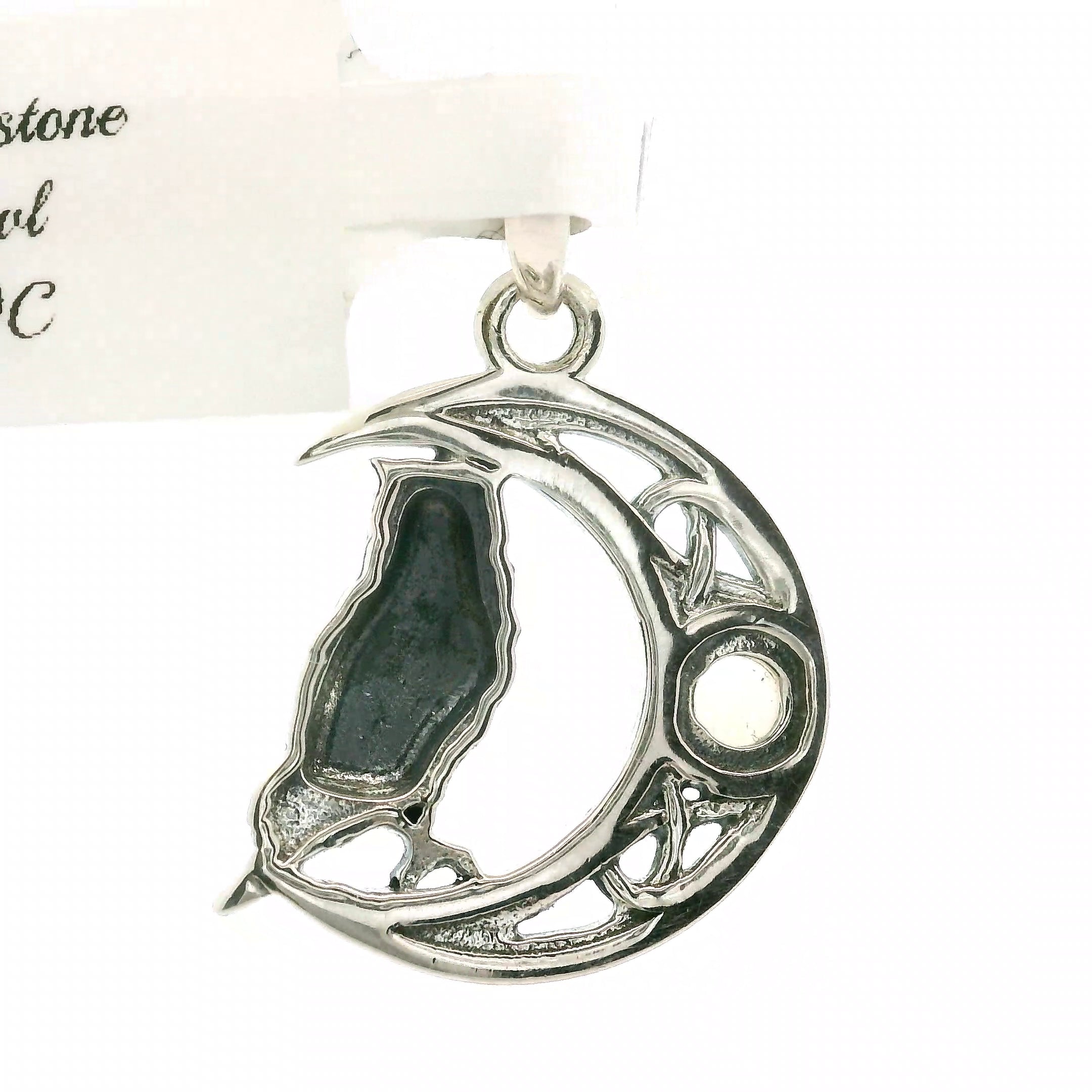 Owl Moon with Moonstone Pendant .925 Silver for Intuition and Wisdom