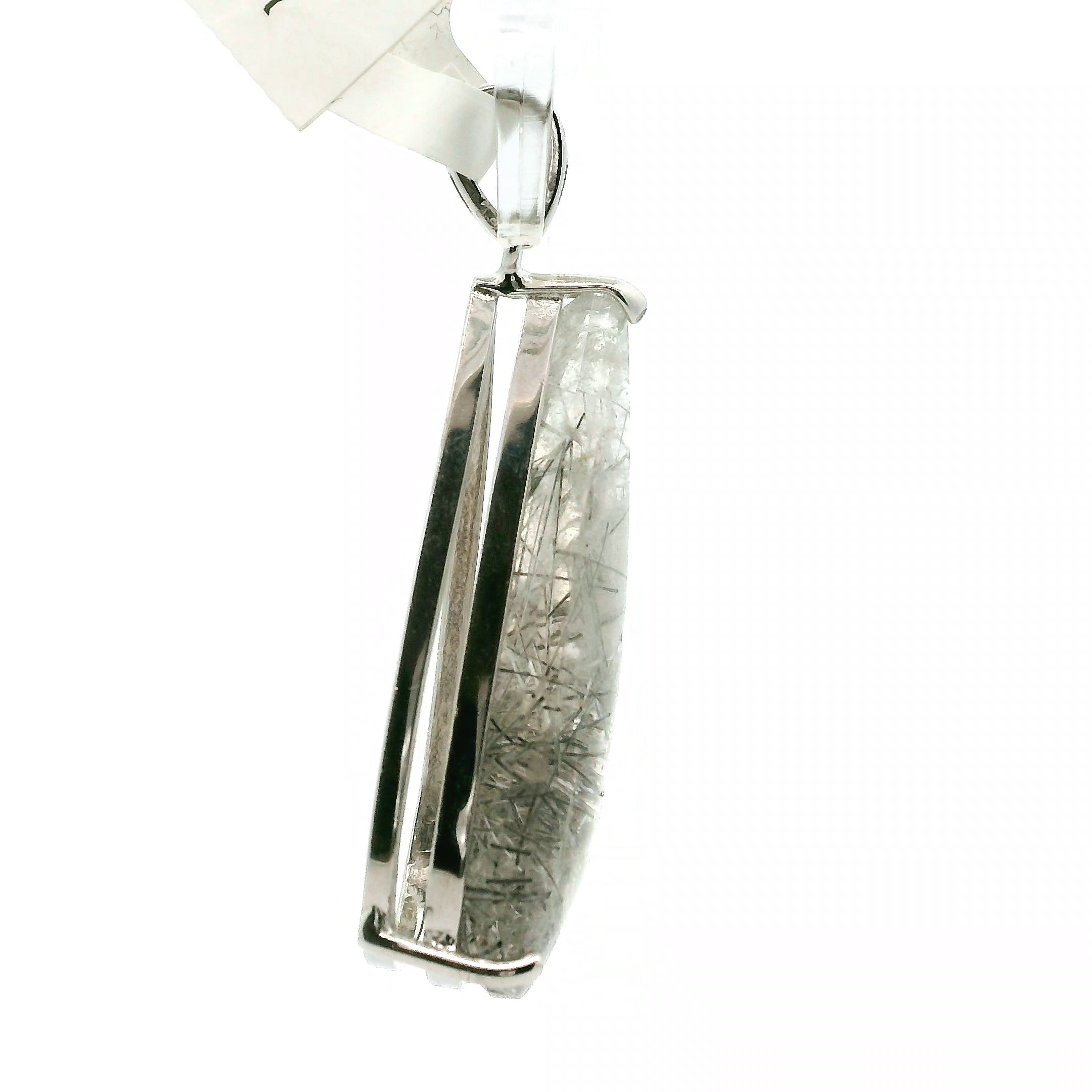 Black Rutilated Quartz Pendant .925 Silver for Amplification and Protection