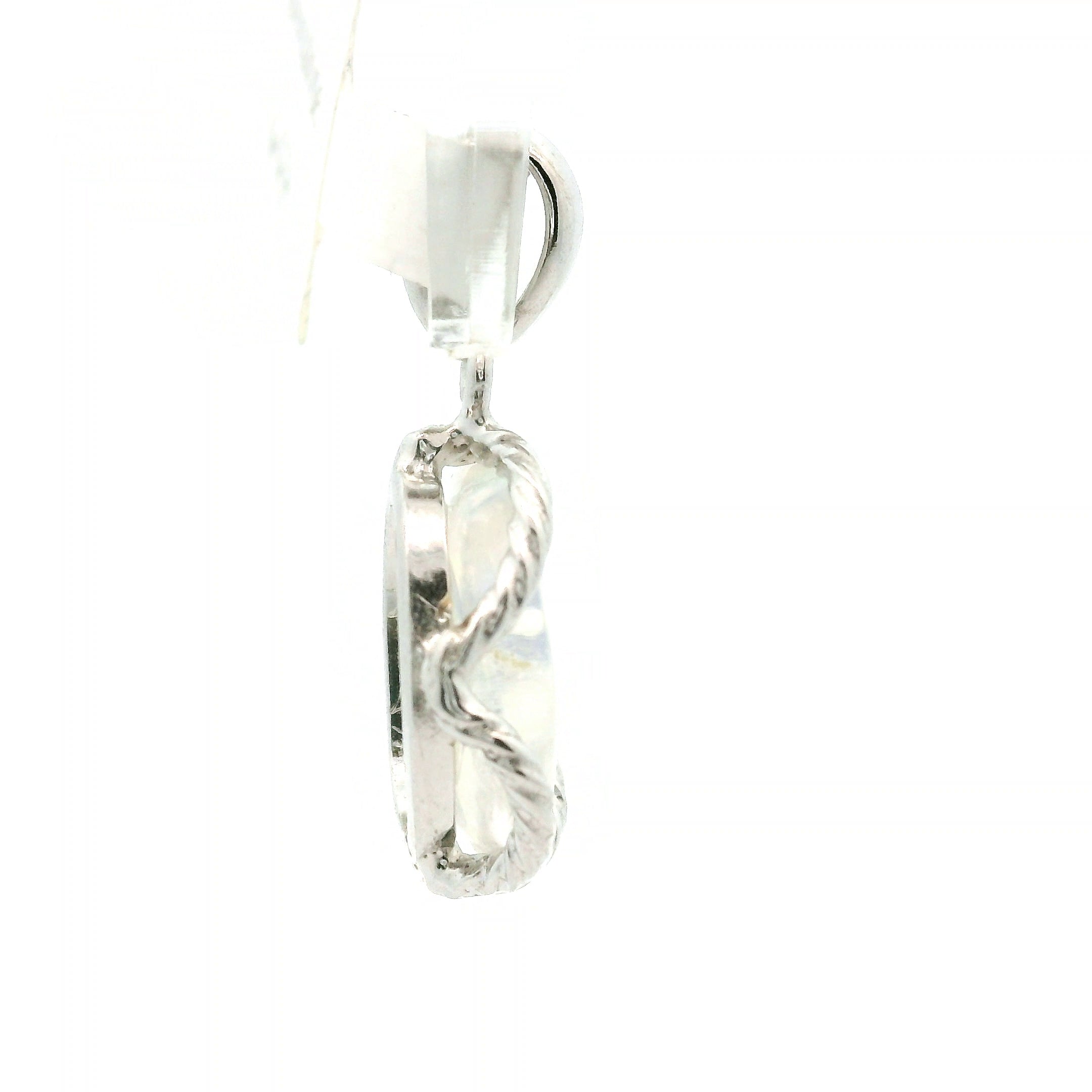 Rainbow Moonstone Free Form Pendant .925 Silver for Intuition and Energetic Purification