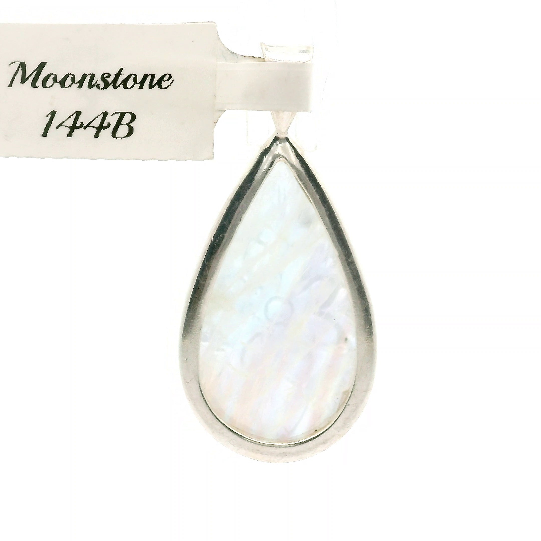 Rainbow Moonstone Carved Flower Drop Pendant .925 Silver for Intuition and Energetic Purification