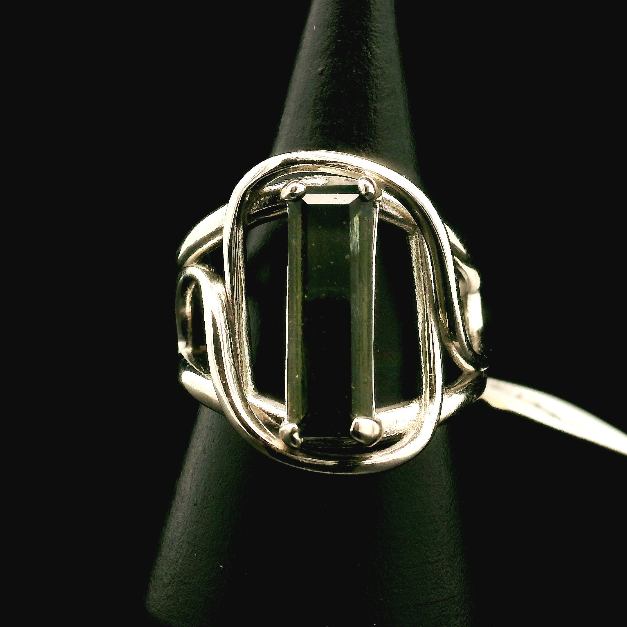Moldavite Cuff Ring .925 Silver for Creating your Dream Life