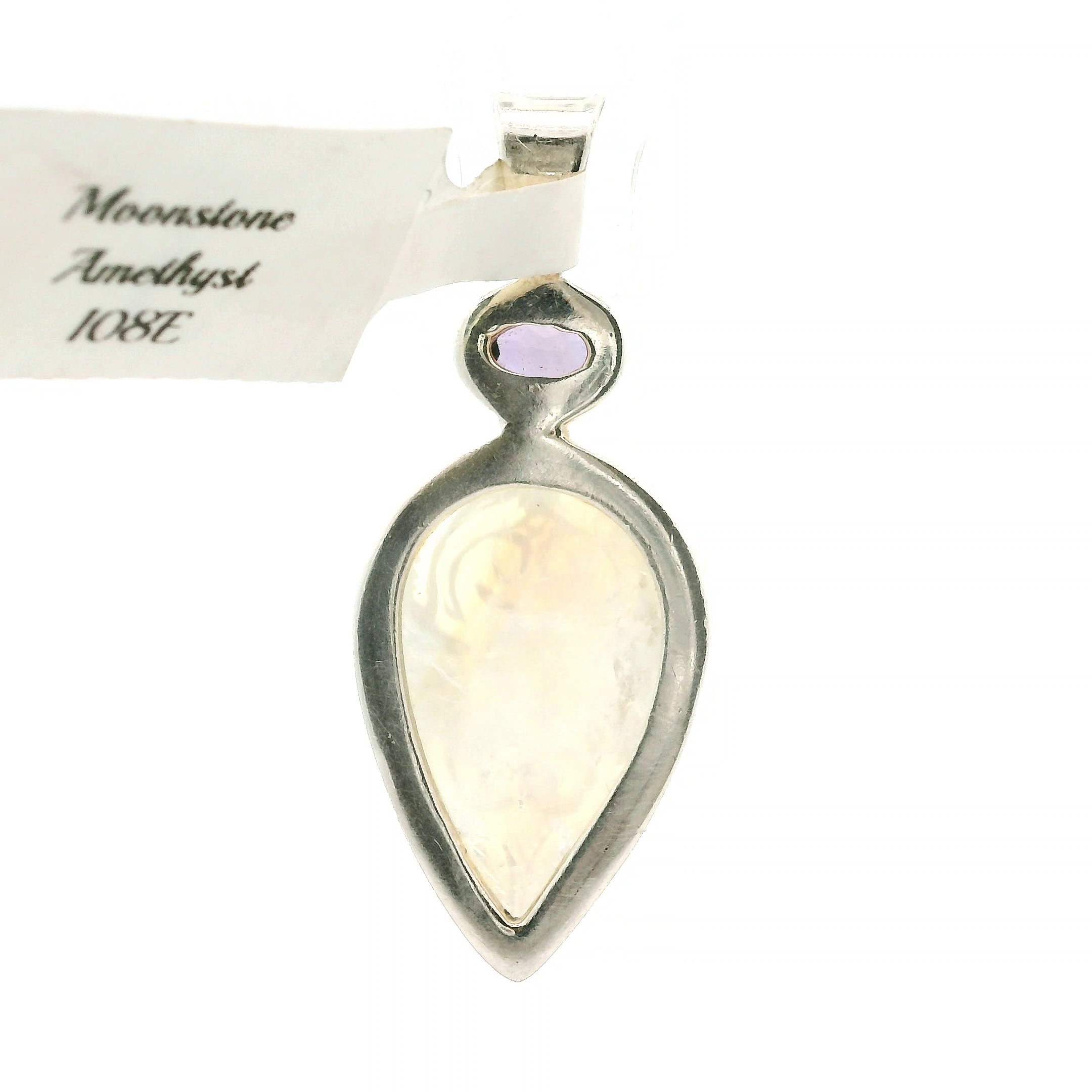 Rainbow Moonstone Carved Flower Drop Pendant .925 Silver for Intuition and Energetic Purification