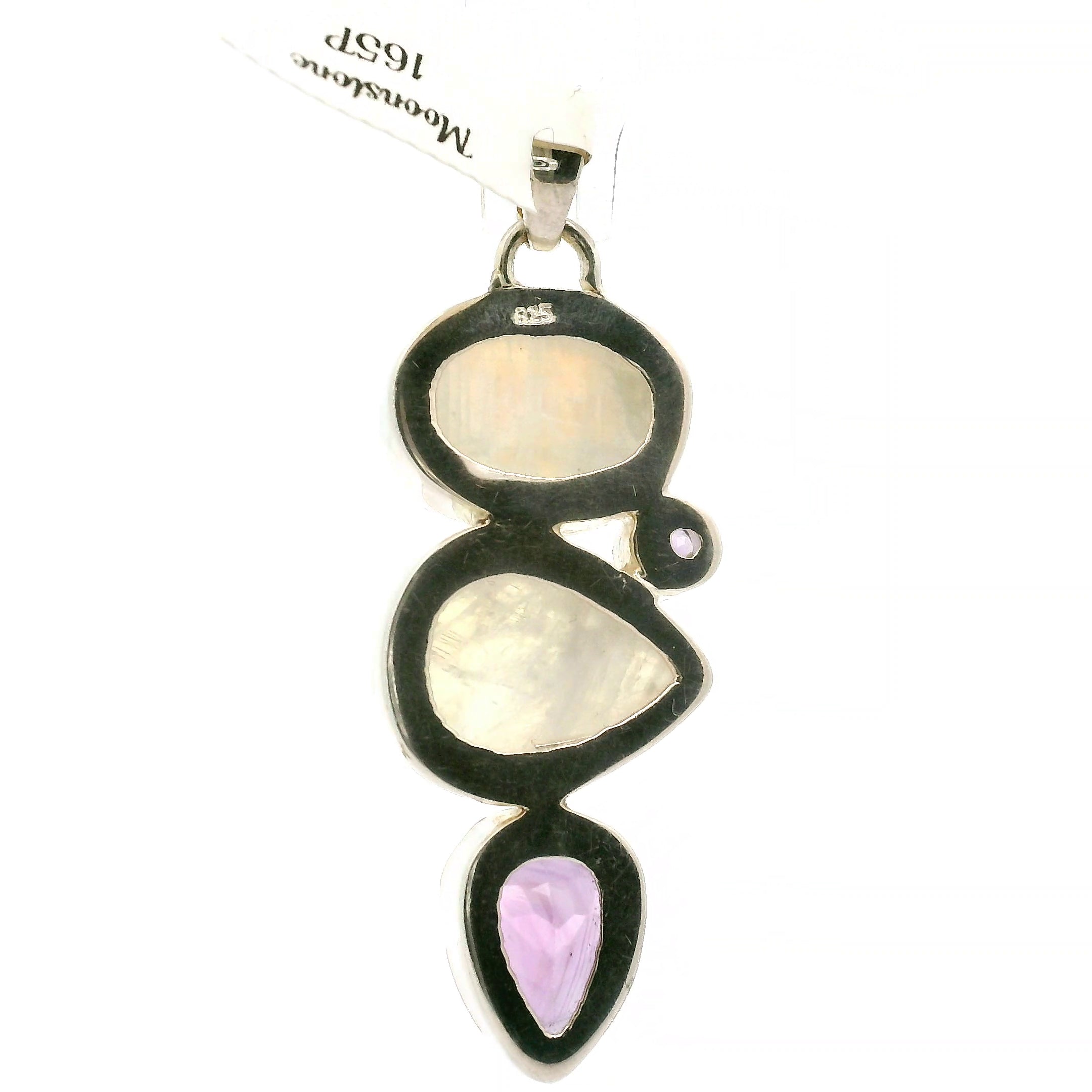 Rainbow Moonstone Multi-Stone Pendant .925 Silver for Intuition and Energetic Purification