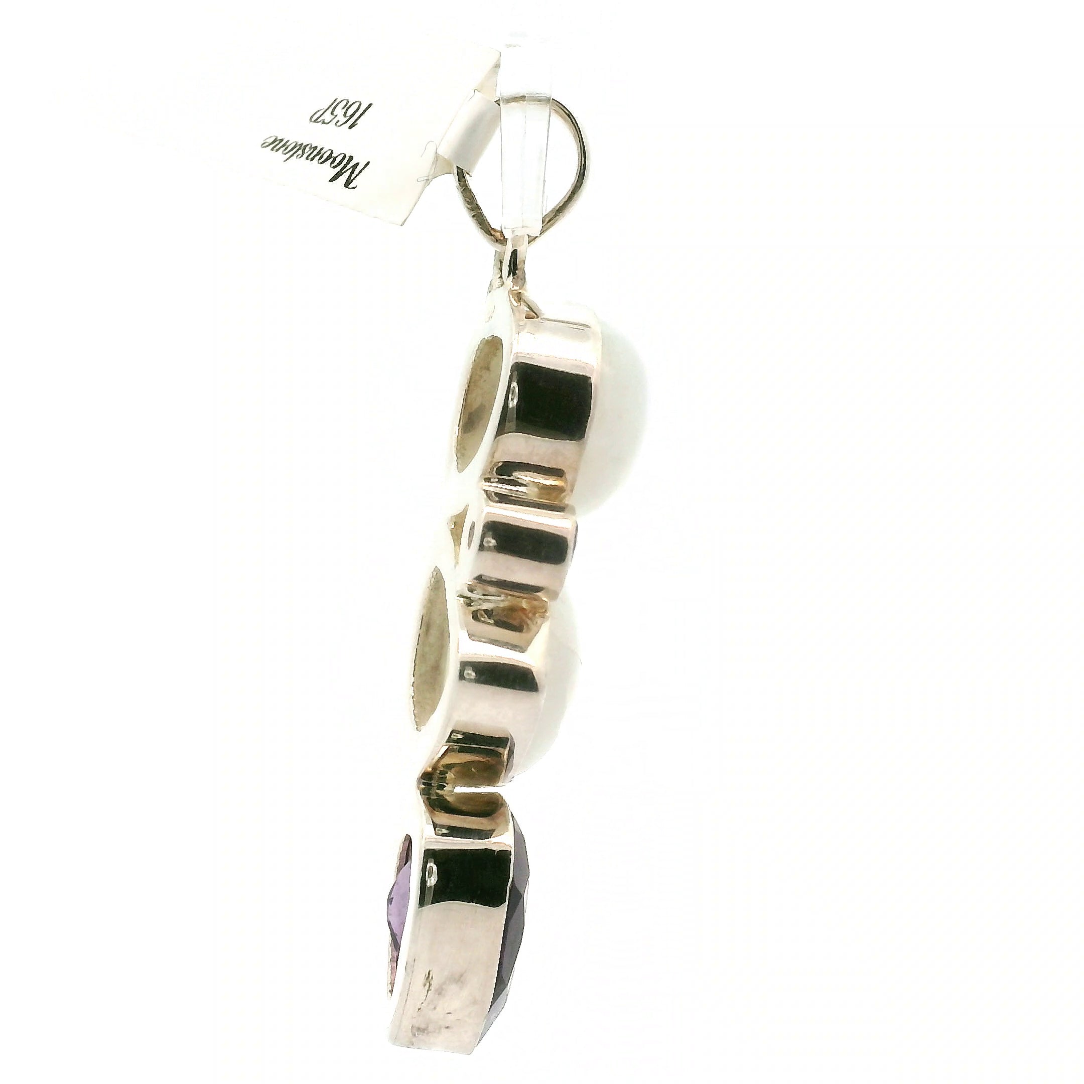 Rainbow Moonstone Multi-Stone Pendant .925 Silver for Intuition and Energetic Purification