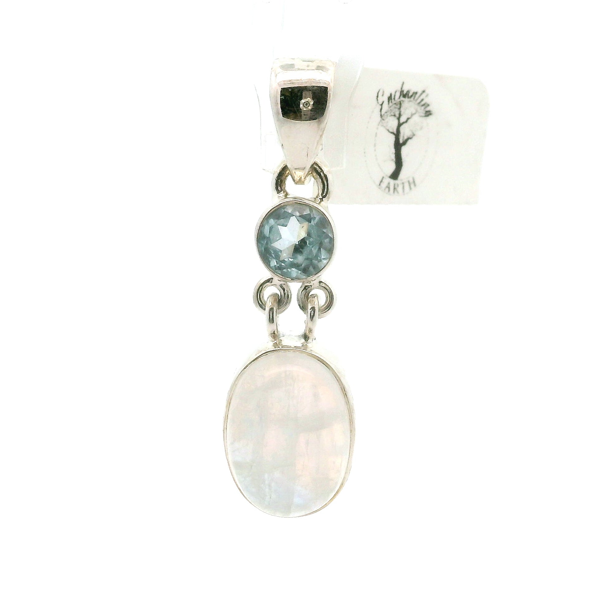 Rainbow Moonstone Multi-Stone Pendant .925 Silver for Intuition and Energetic Purification