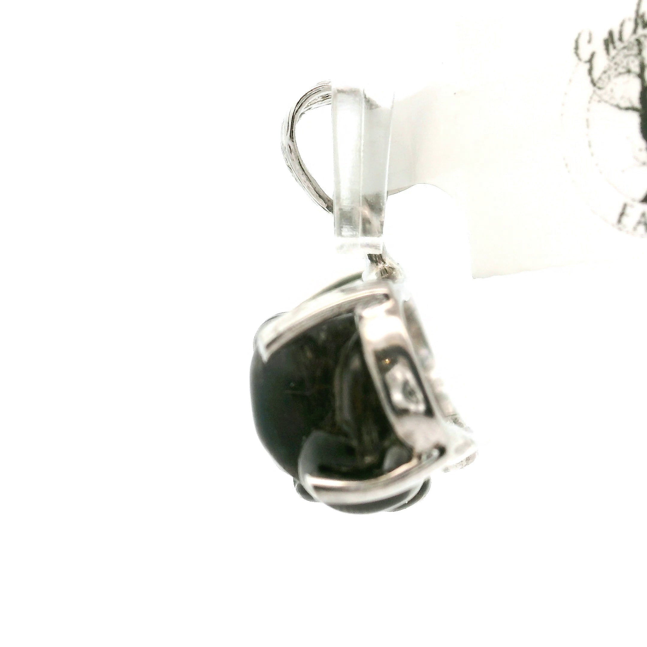 Black Moonstone with Sunstone Lotus Pendant .925 Silver for New Beginnings and Protection