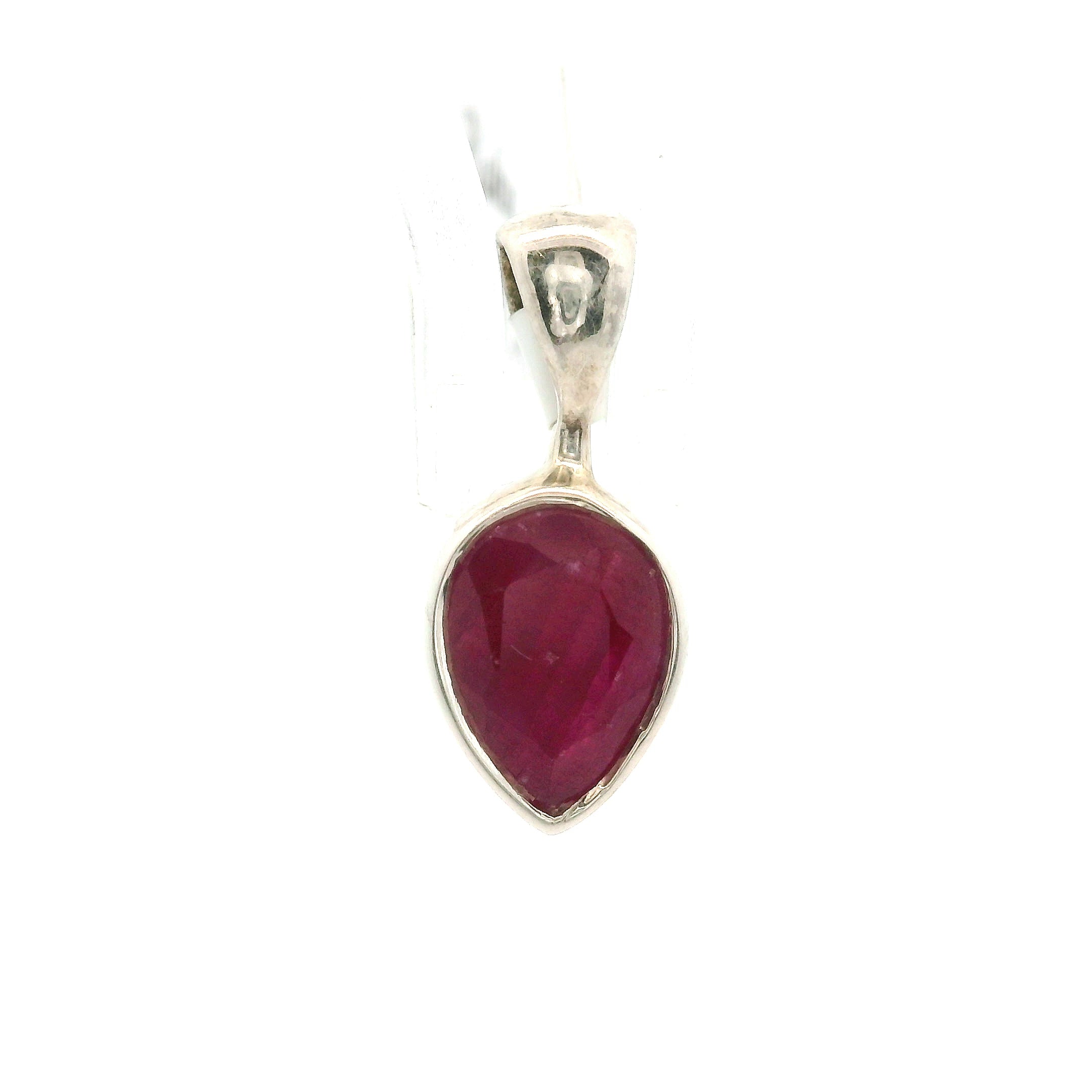 Ruby Faceted Mini Pendant .925 Silver for Confidence, Empowerment, Passion and Success
