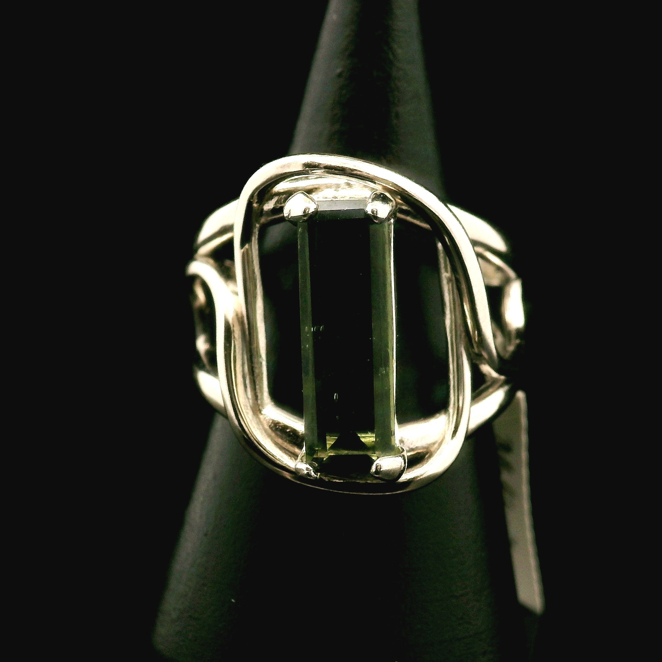 Moldavite Cuff Ring .925 Silver for Creating your Dream Life