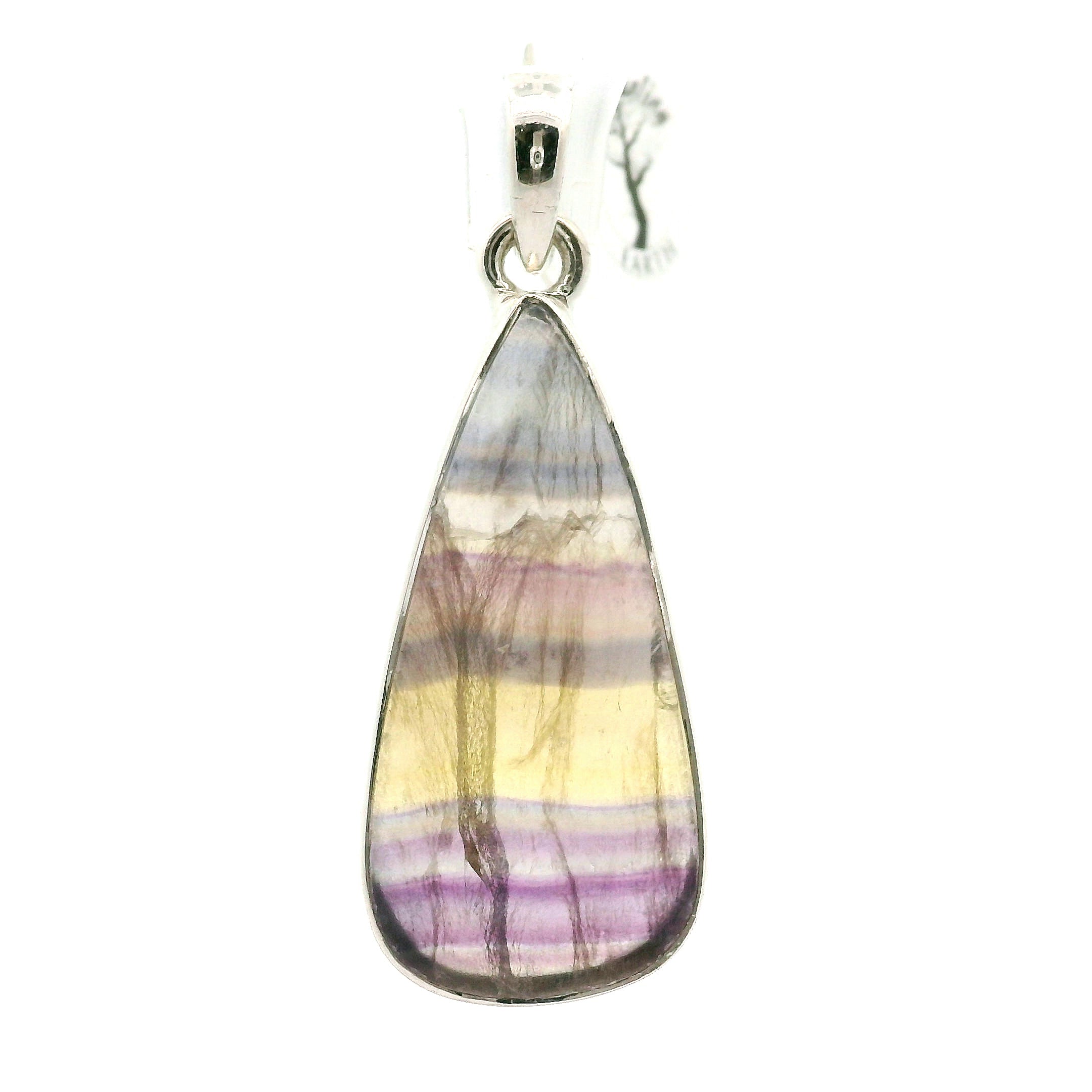 Rainbow Fluorite Pendant .925 Silver for Clearing Energy Fields and Focusing on your Goals