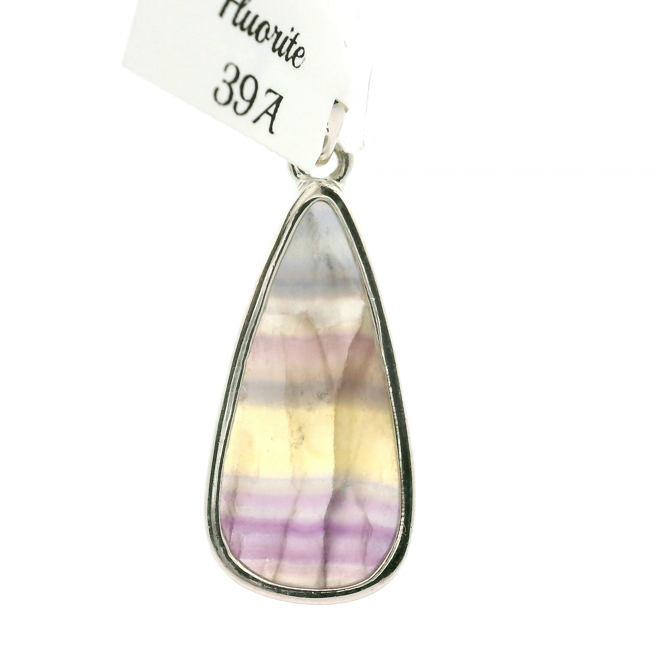 Rainbow Fluorite Pendant .925 Silver for Clearing Energy Fields and Focusing on your Goals