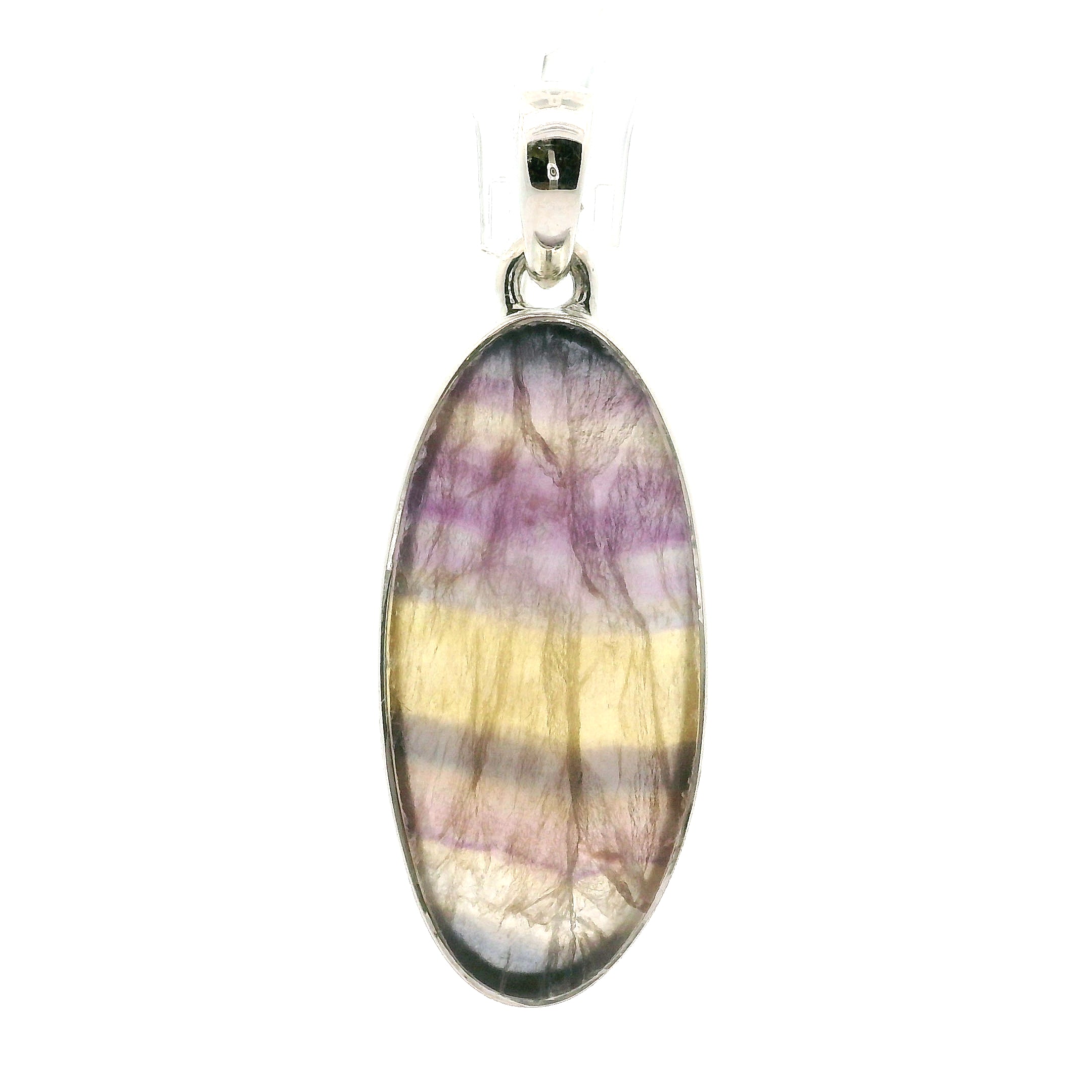 Rainbow Fluorite Pendant .925 Silver for Clearing Energy Fields and Focusing on your Goals