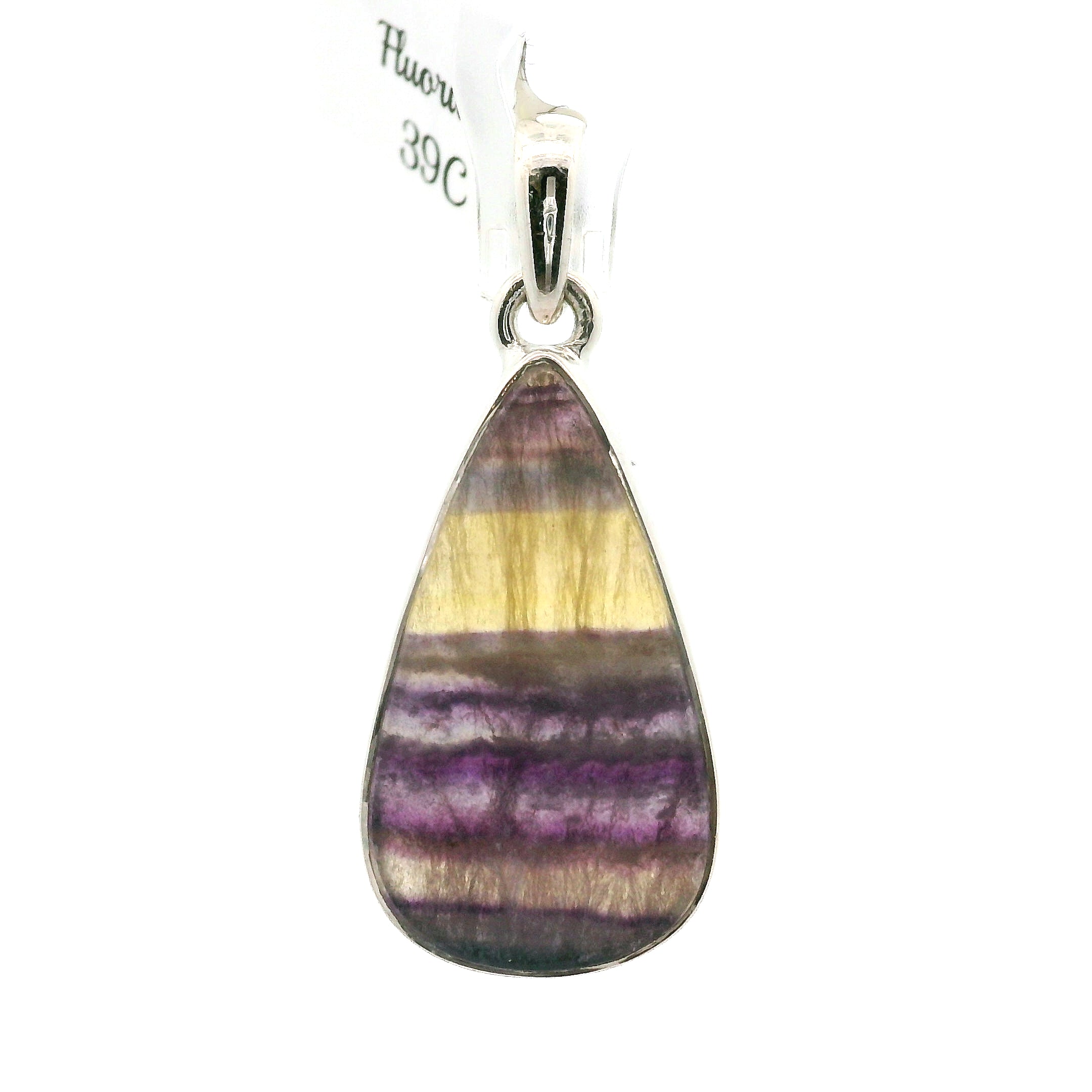 Rainbow Fluorite Pendant .925 Silver for Clearing Energy Fields and Focusing on your Goals