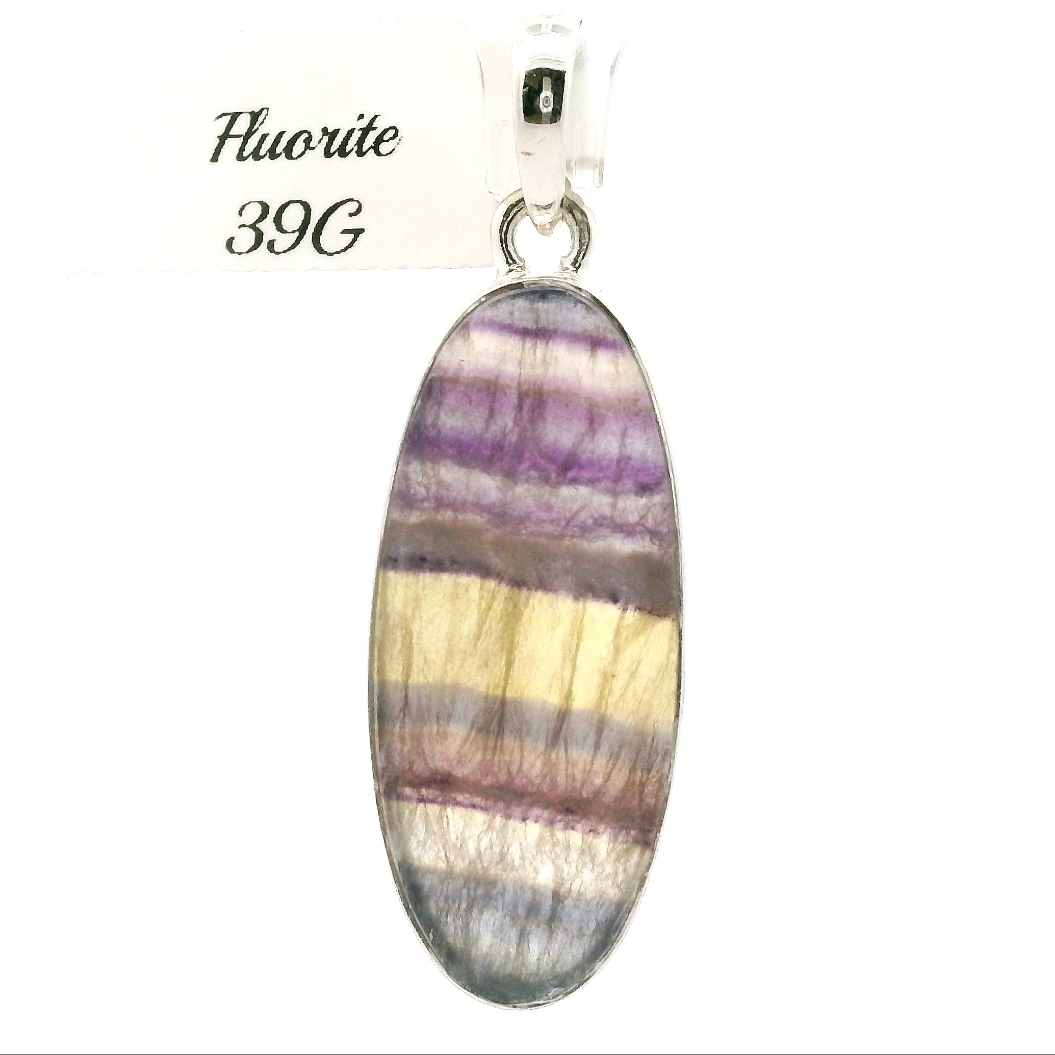 Rainbow Fluorite Pendant .925 Silver for Clearing Energy Fields and Focusing on your Goals
