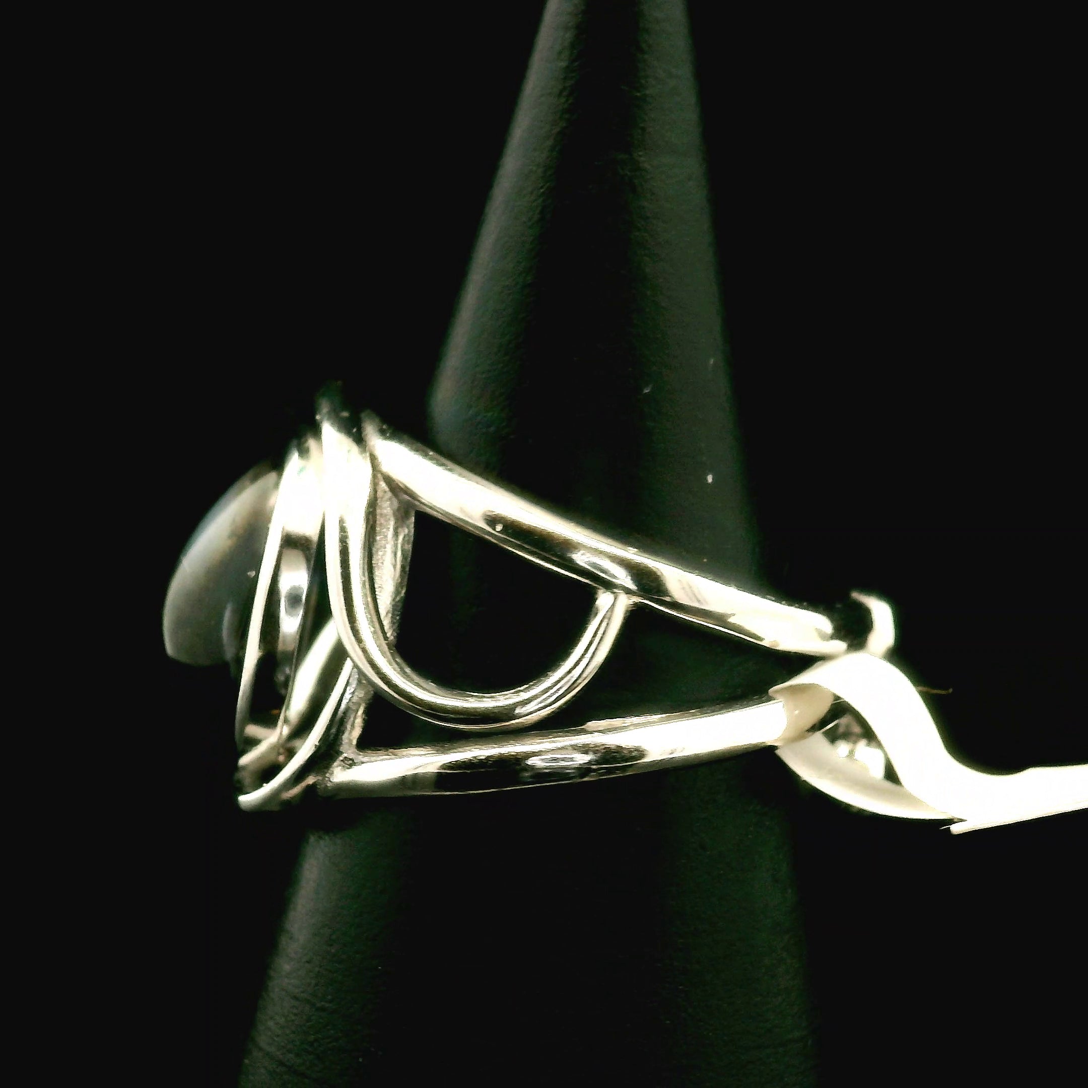 Orbicular Jasper Cuff Ring .925 Silver for Joy and Peace