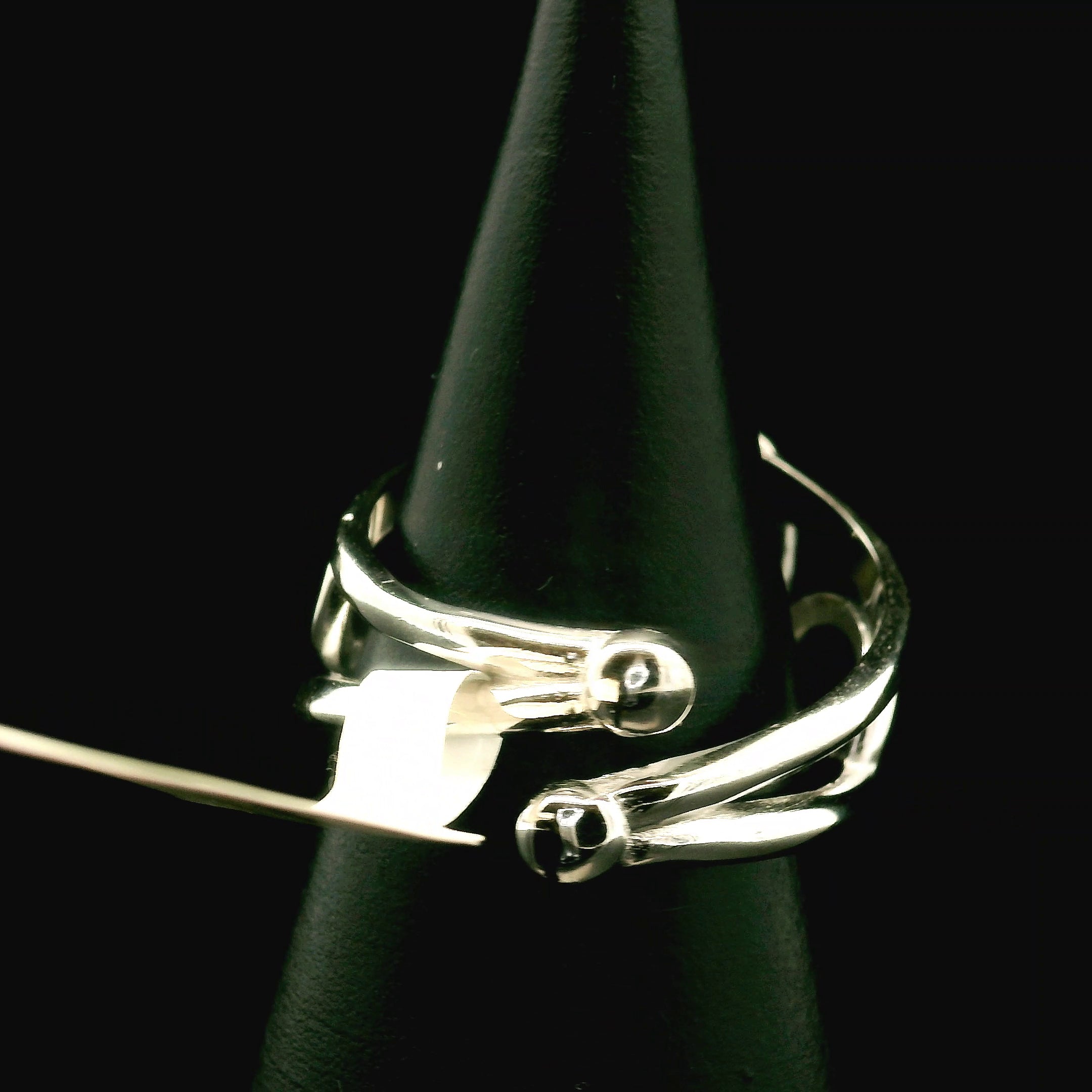 Orbicular Jasper Cuff Ring .925 Silver for Joy and Peace