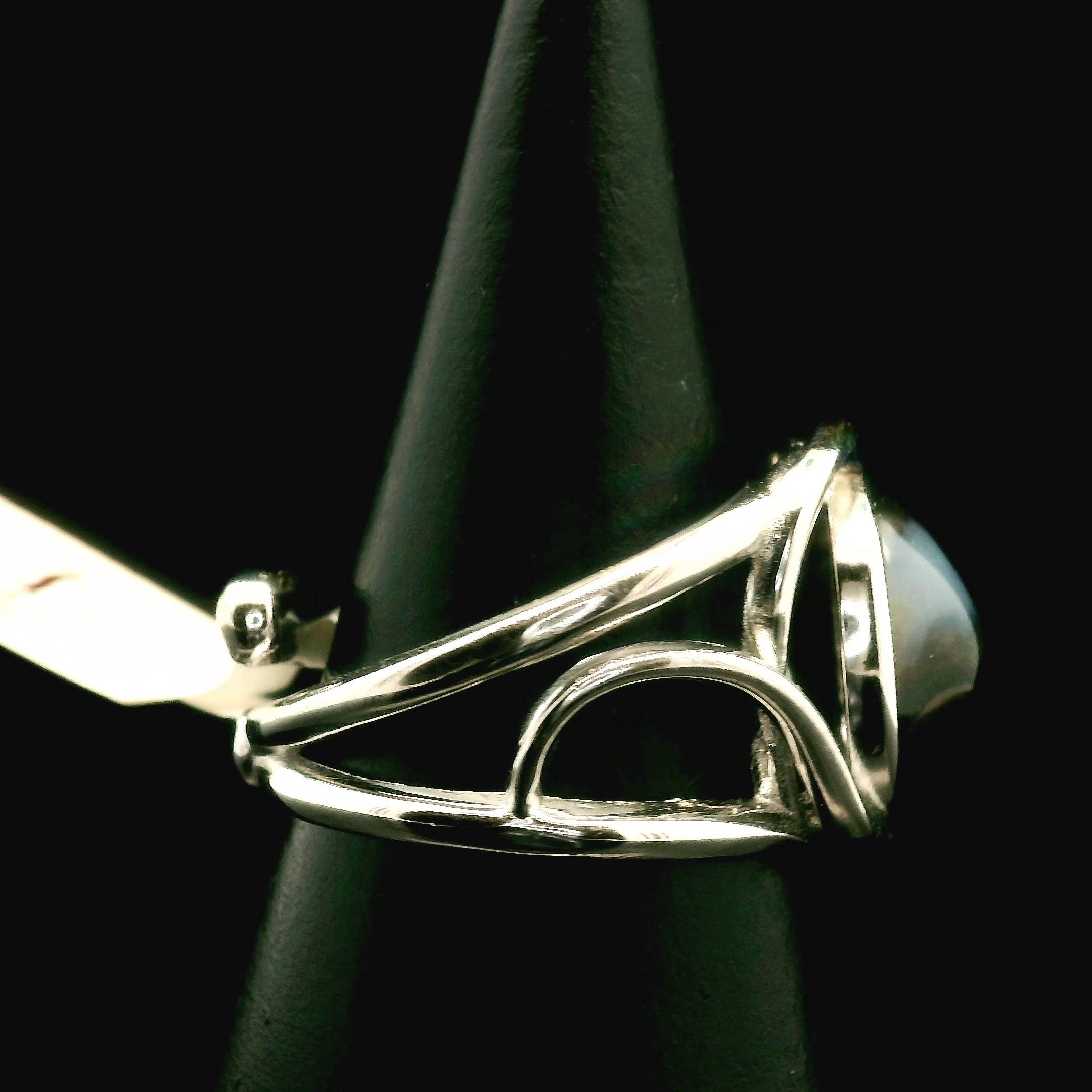 Orbicular Jasper Cuff Ring .925 Silver for Joy and Peace