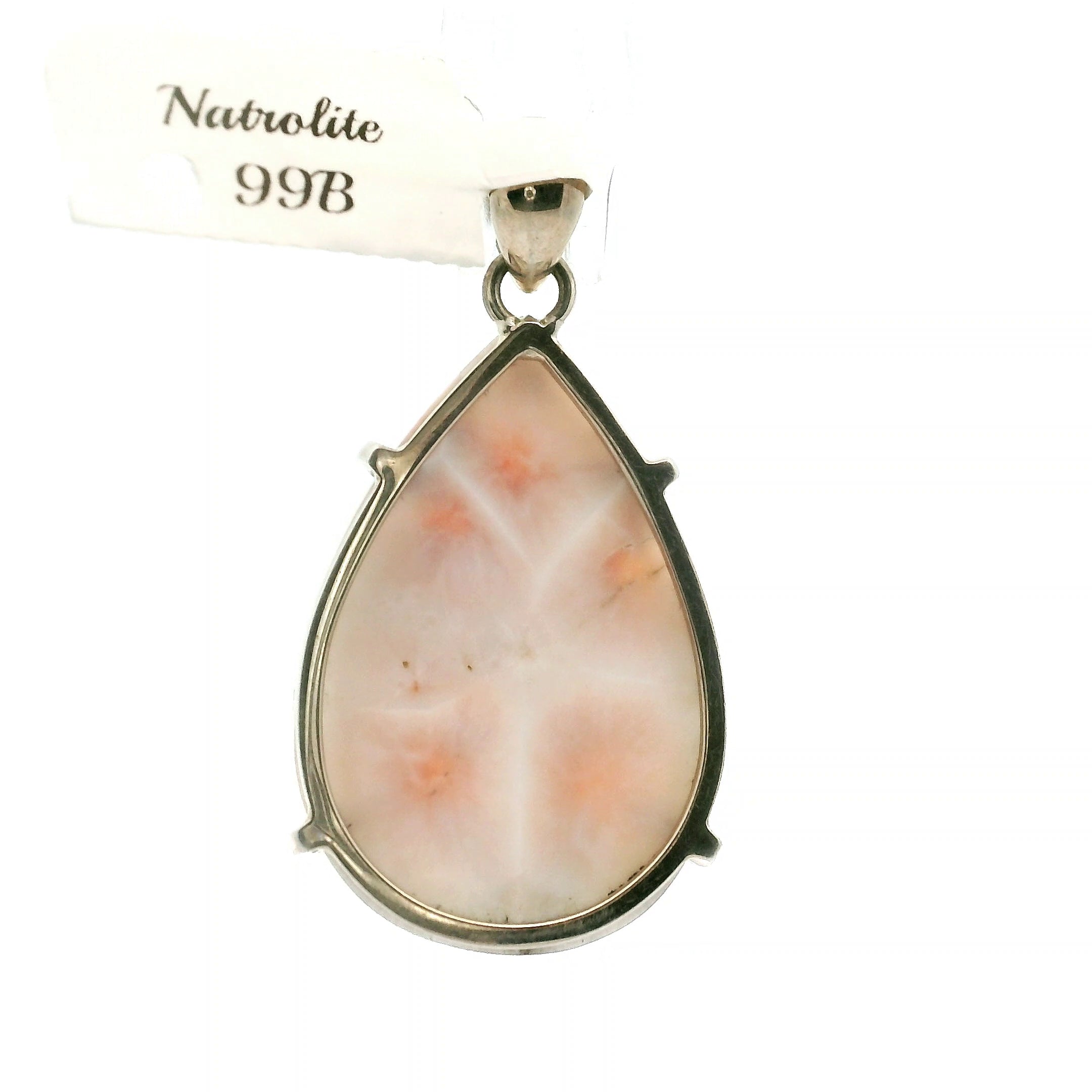 Pink Natrolite Pendant .925 Silver for Astral Travel, Higher Consciousness and Protection