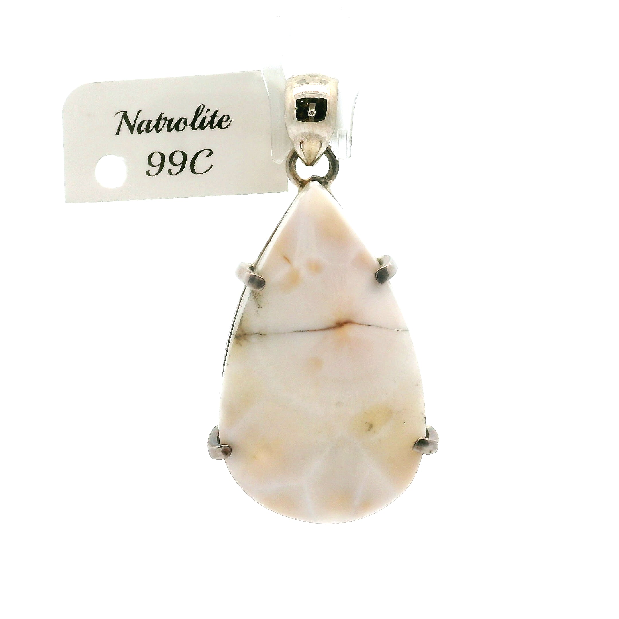 Pink Natrolite Pendant .925 Silver for Astral Travel, Higher Consciousness and Protection