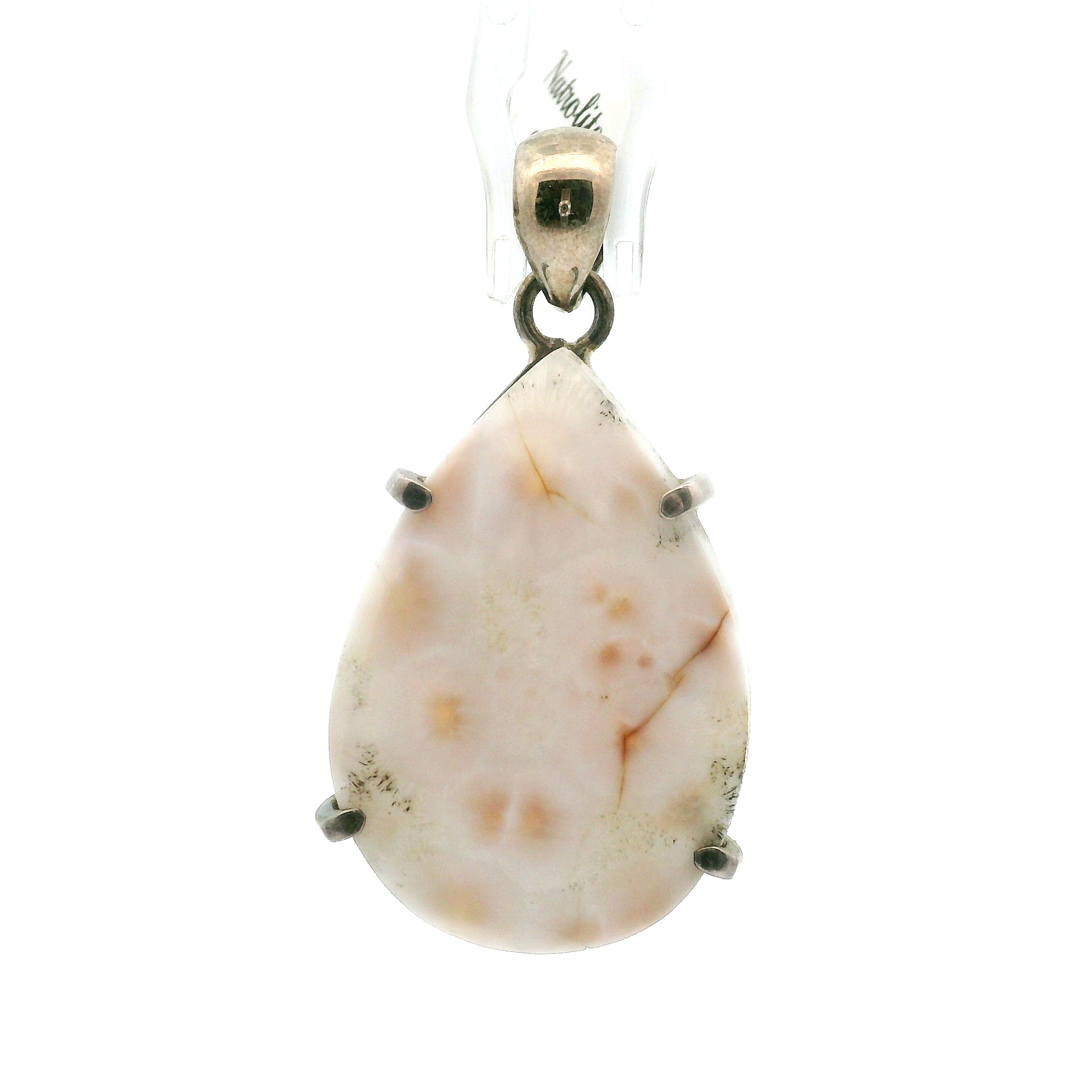 Pink Natrolite Pendant .925 Silver for Astral Travel, Higher Consciousness and Protection