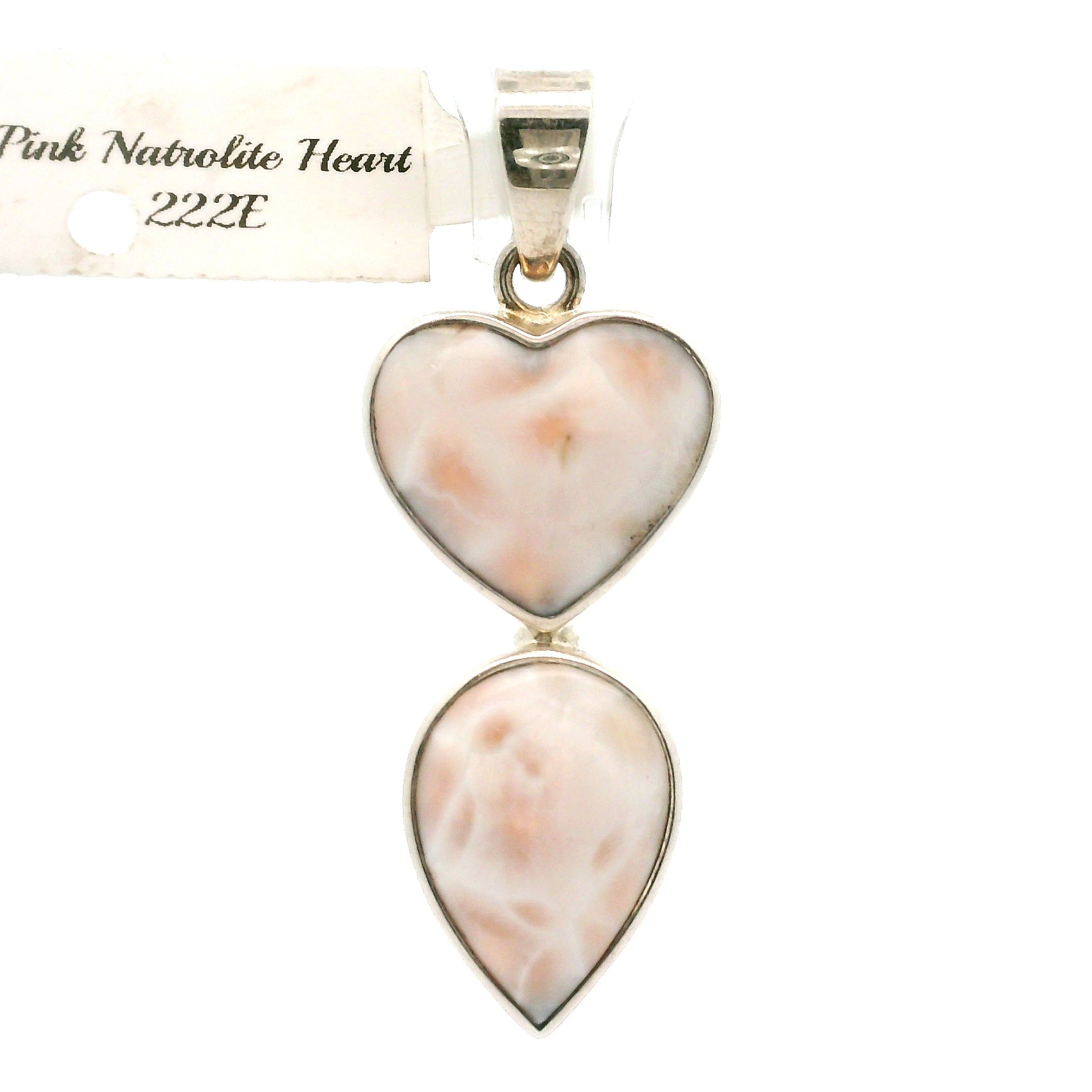 Pink Natrolite Heart Pendant .925 Silver for Channeling, Psychic Abilities and Awakening of your Third Eye Chakra
