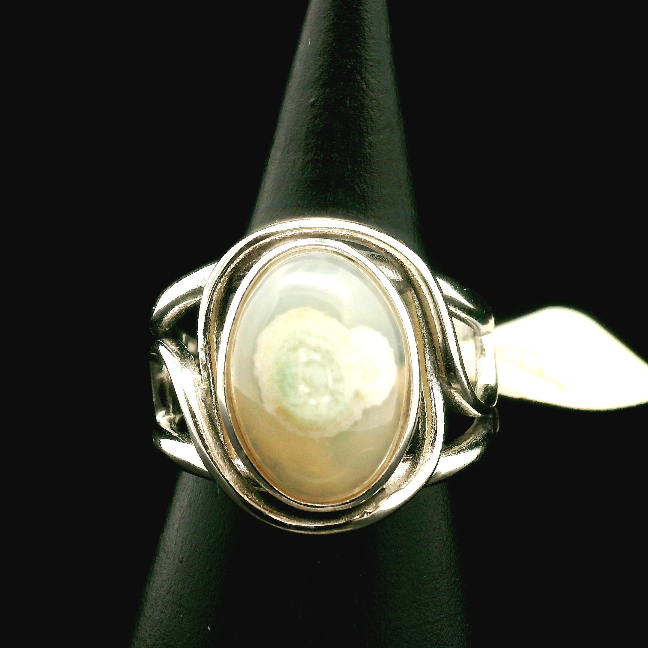 Orbicular Jasper Cuff Ring .925 Silver for Joy and Peace
