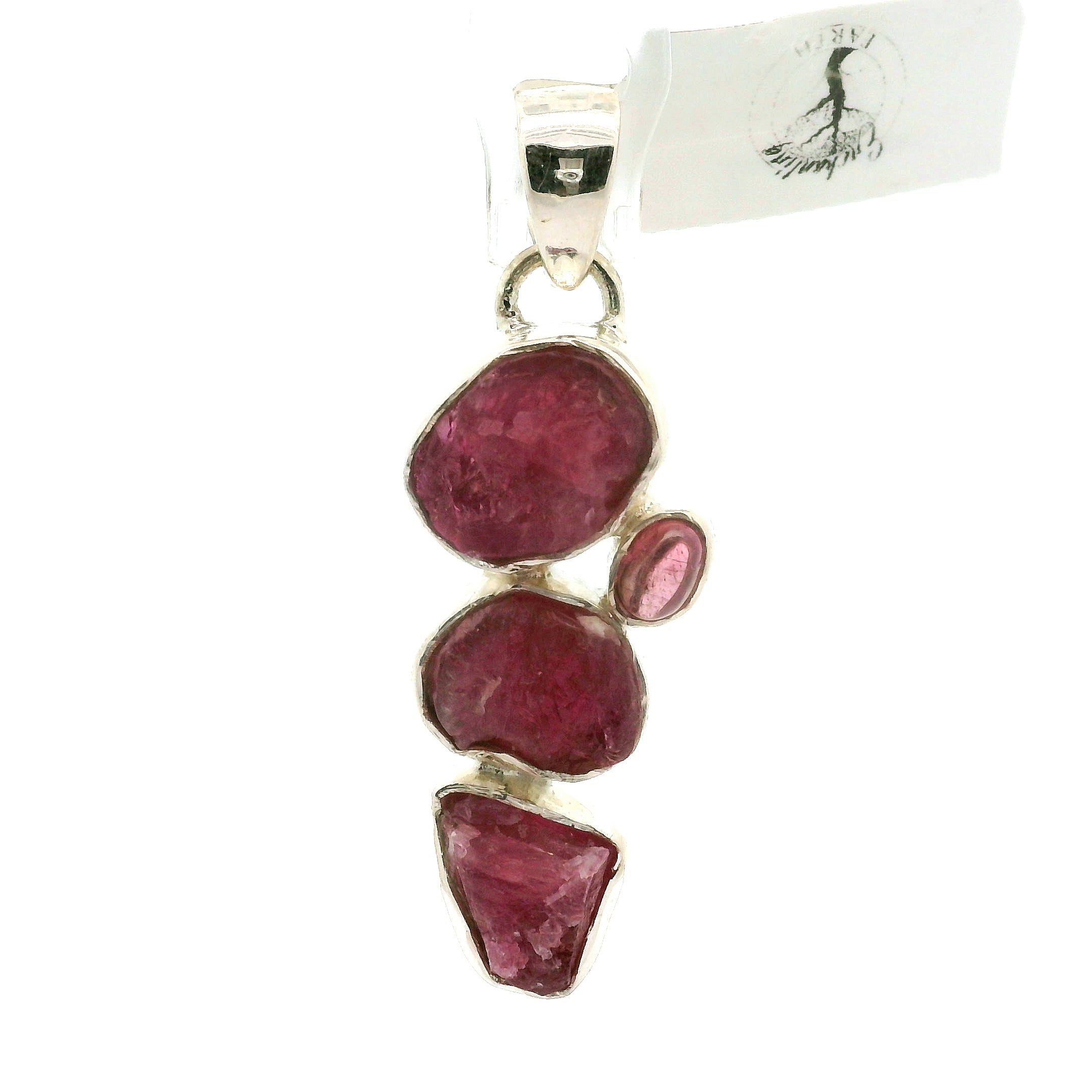 Pink Tourmaline Multi-Stone Pendant .925 Silver for Removing Insecurities and Helping Inspire Creativity