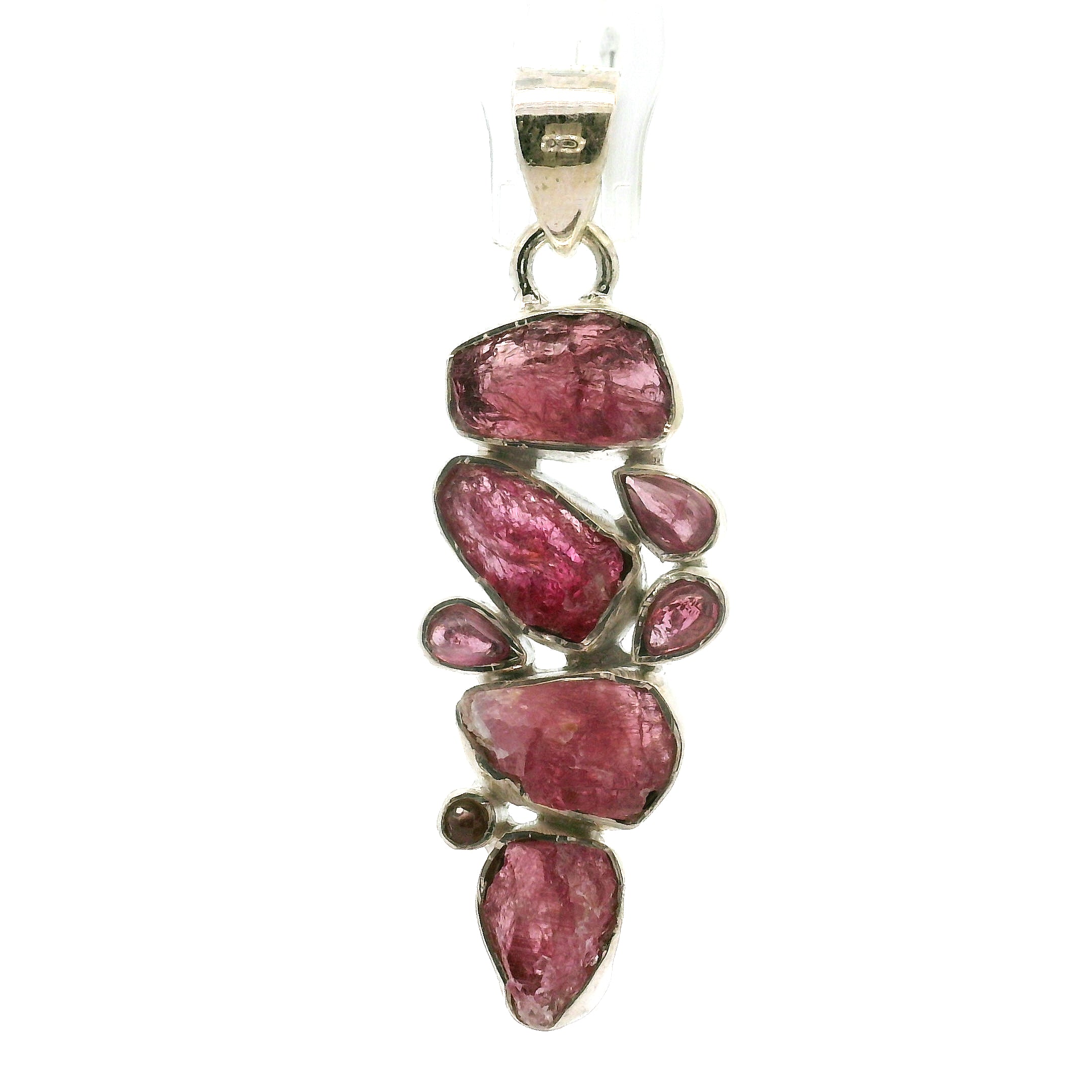 Pink Tourmaline Multi-Stone Pendant .925 Silver for Removing Insecurities and Helping Inspire Creativity
