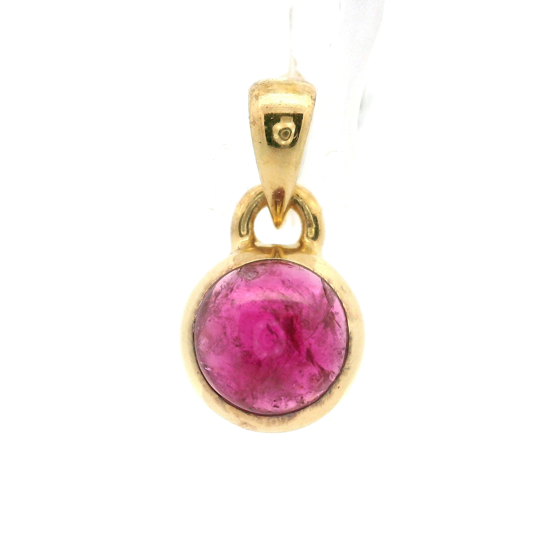 Pink Tourmaline Mini Pendant .925 Silver with Gold Plating for Removing Insecurities and Helping Inspire Creativity