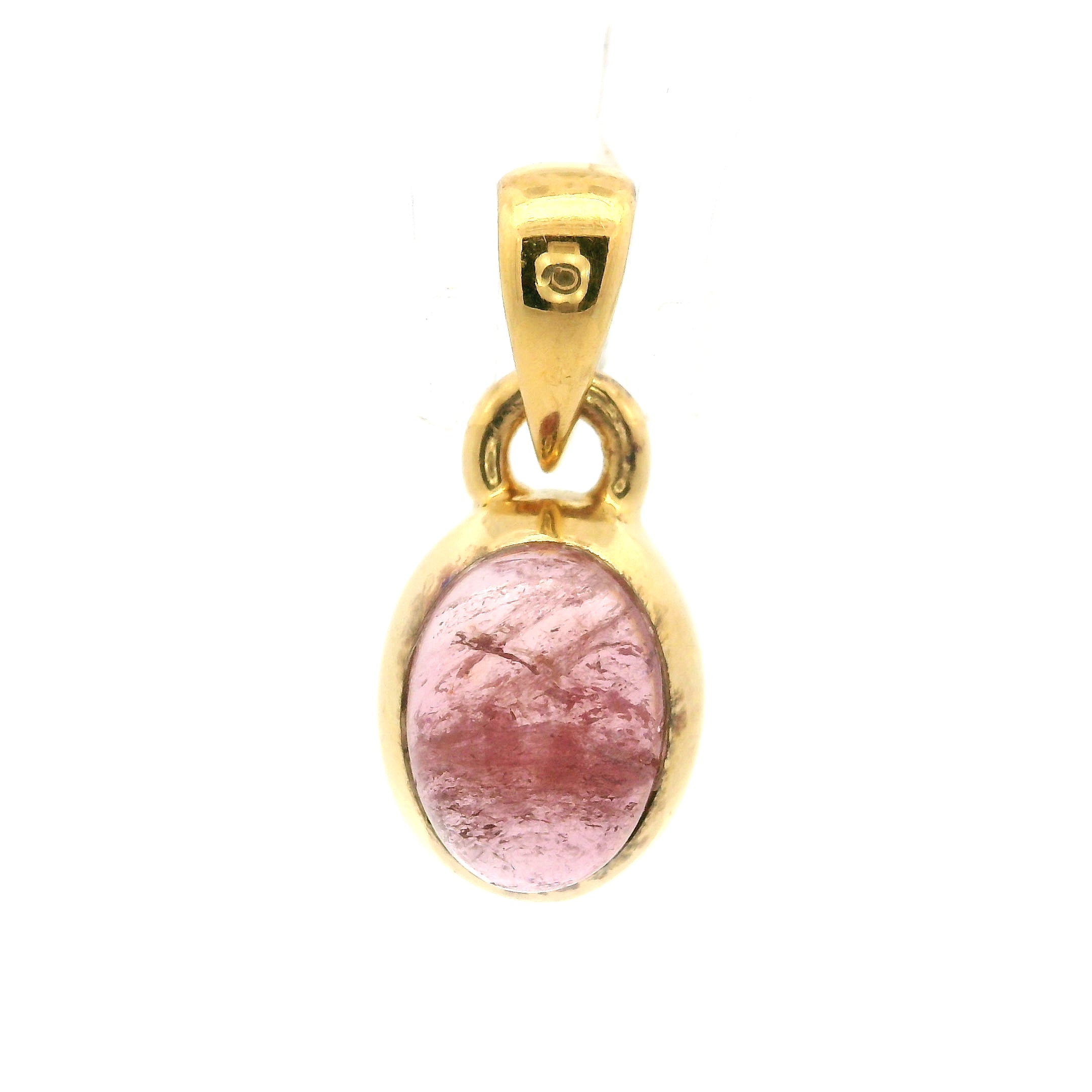 Pink Tourmaline Mini Pendant .925 Silver with Gold Plating for Removing Insecurities and Helping Inspire Creativity