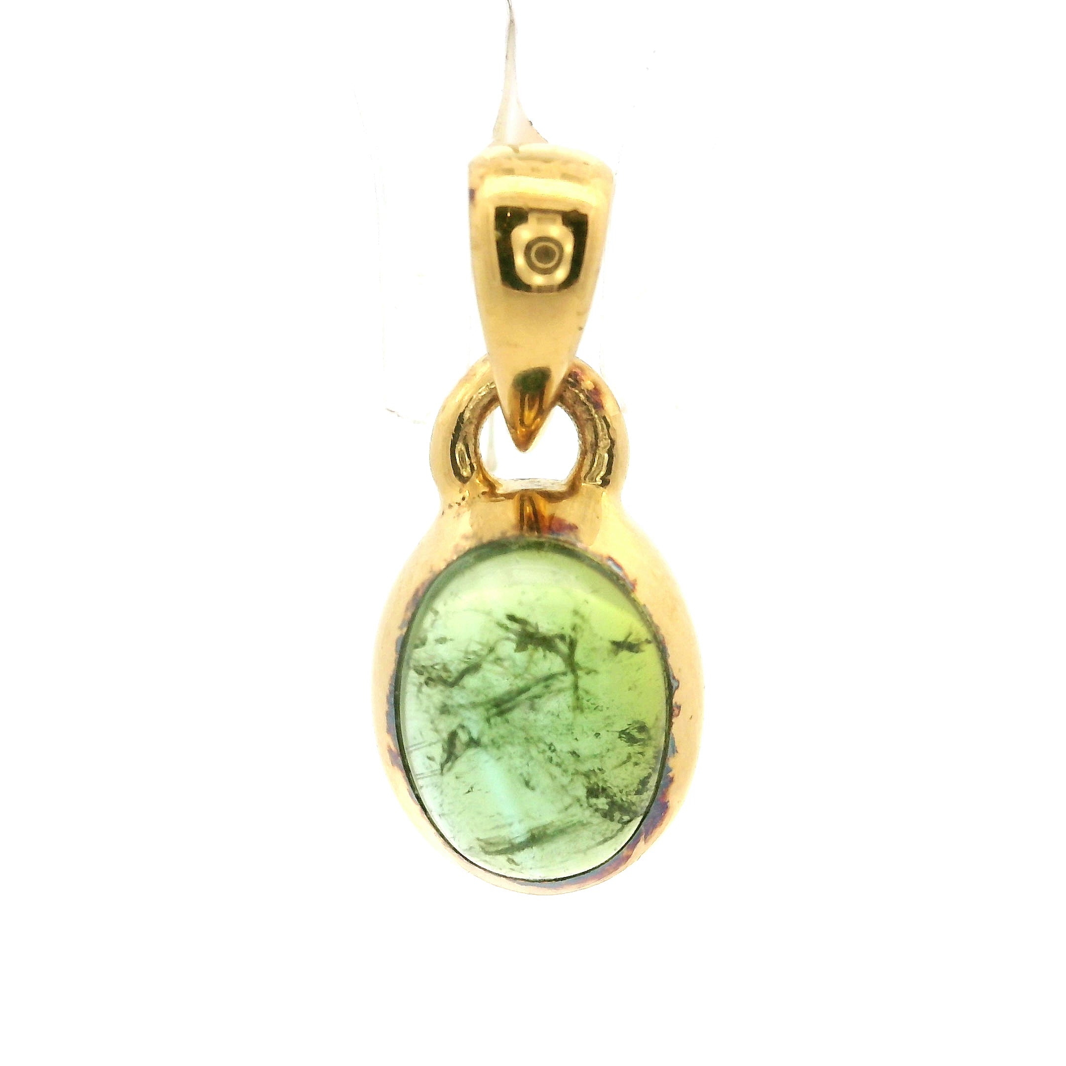 Green Tourmaline Mini Pendant .925 Silver with Gold Plating for Removing Insecurities and Helping Inspire Creativity