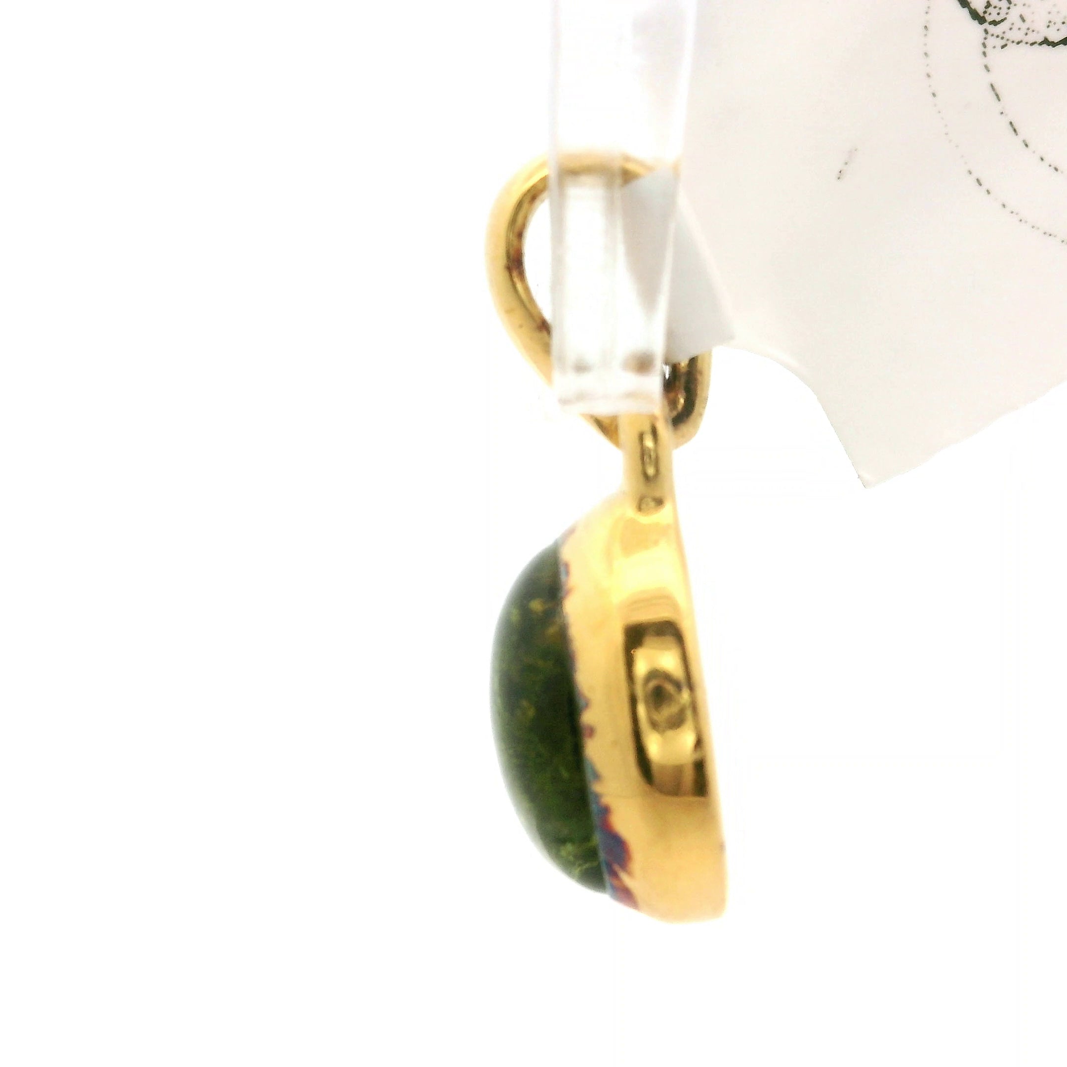 Green Tourmaline Mini Pendant .925 Silver with Gold Plating for Removing Insecurities and Helping Inspire Creativity