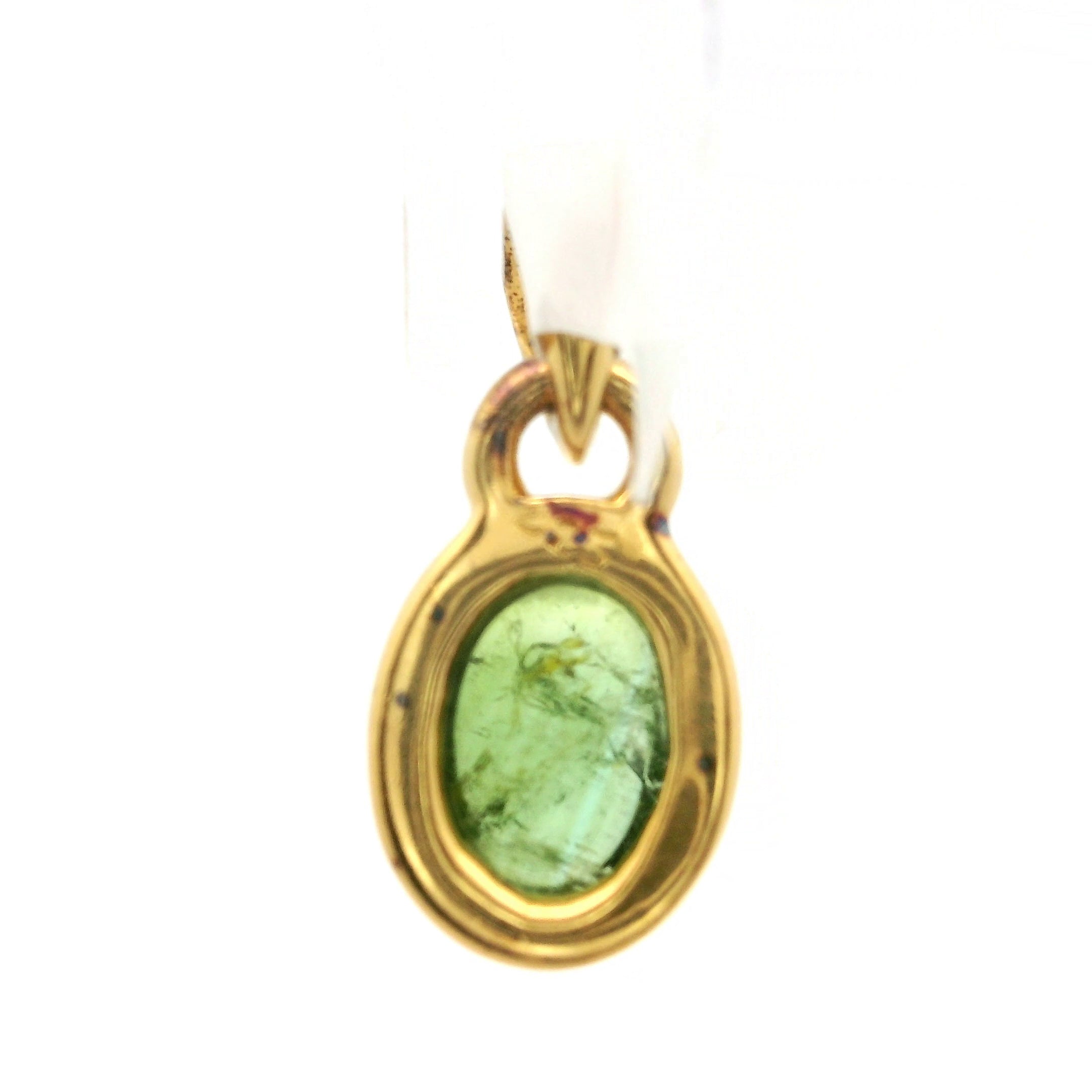 Green Tourmaline Mini Pendant .925 Silver with Gold Plating for Removing Insecurities and Helping Inspire Creativity