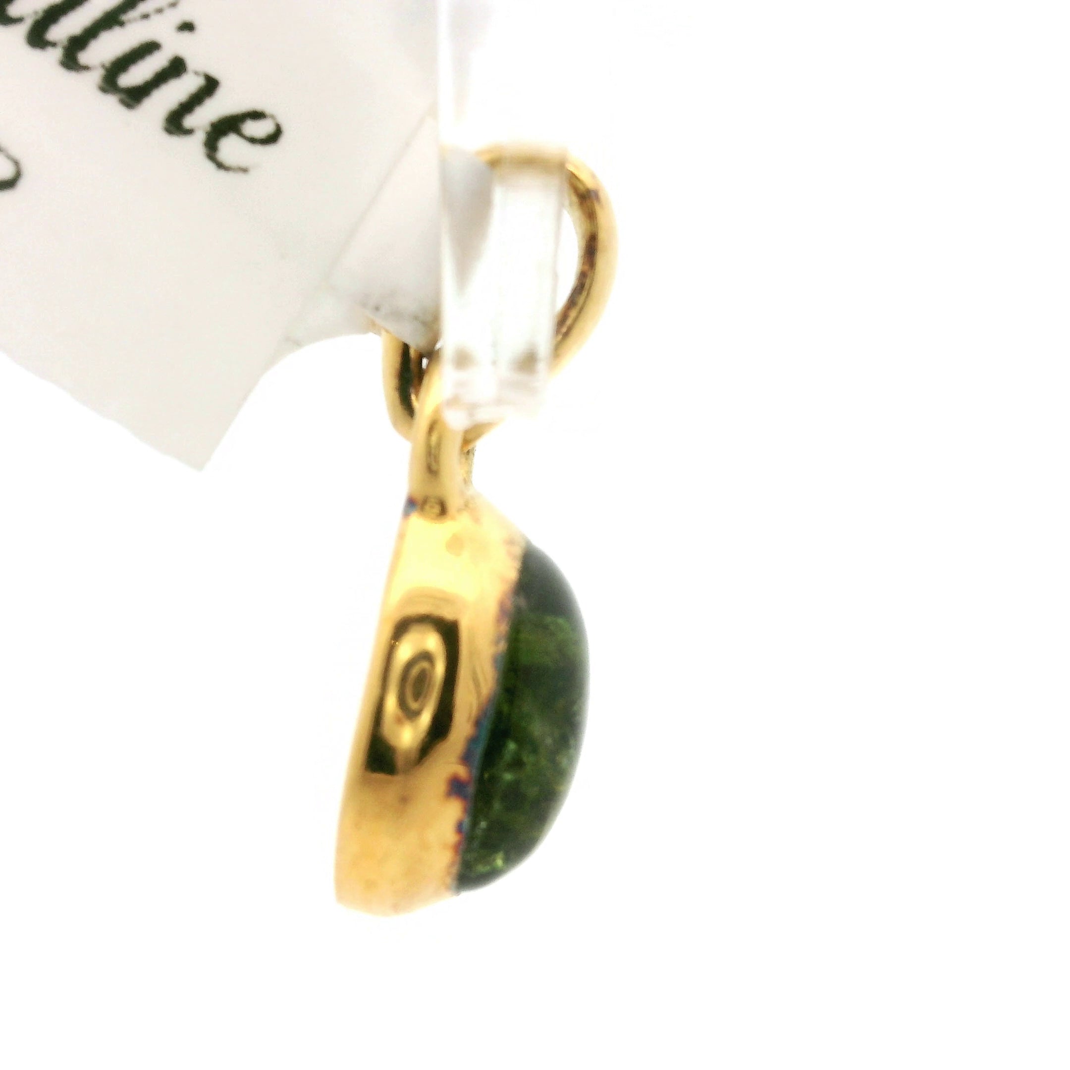 Green Tourmaline Mini Pendant .925 Silver with Gold Plating for Removing Insecurities and Helping Inspire Creativity