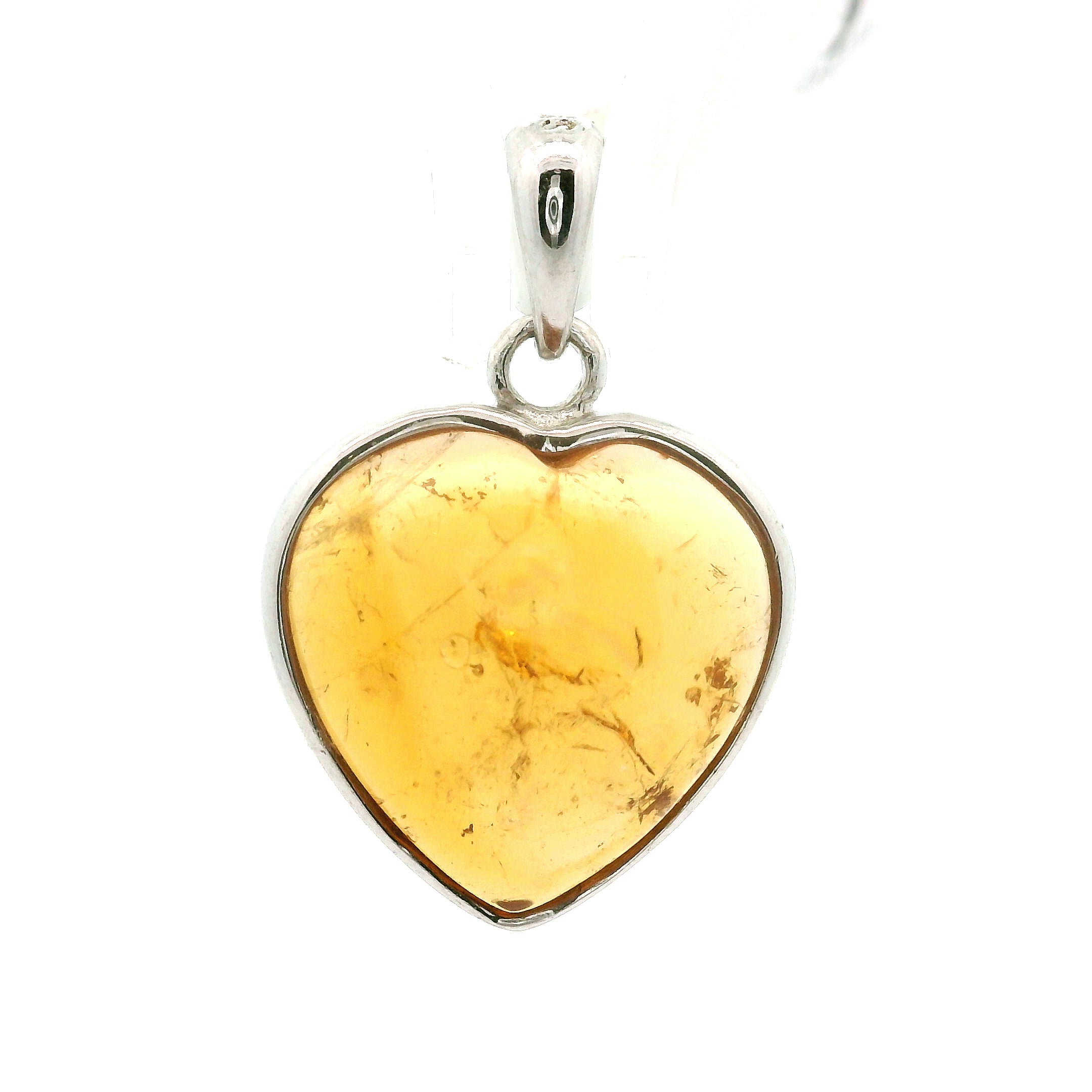 Yellow Tourmaline Heart Pendant .925 Silver for Awareness, Communication and Meditation